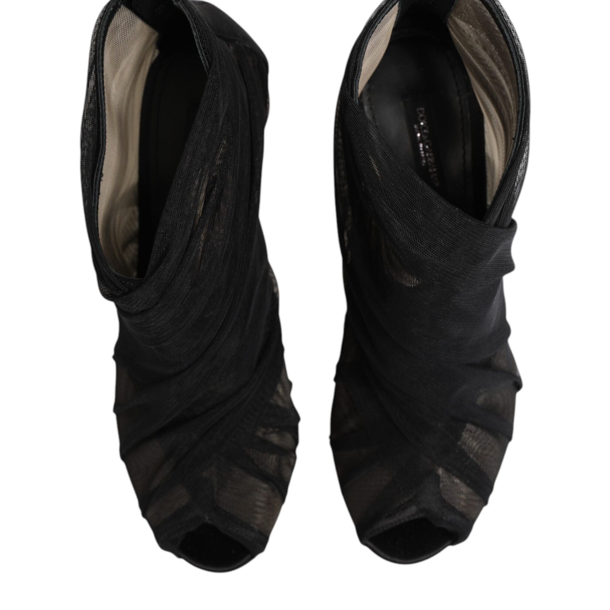 Dolce & Gabbana Black Mesh Stiletto Heels Ankle Boots Shoes