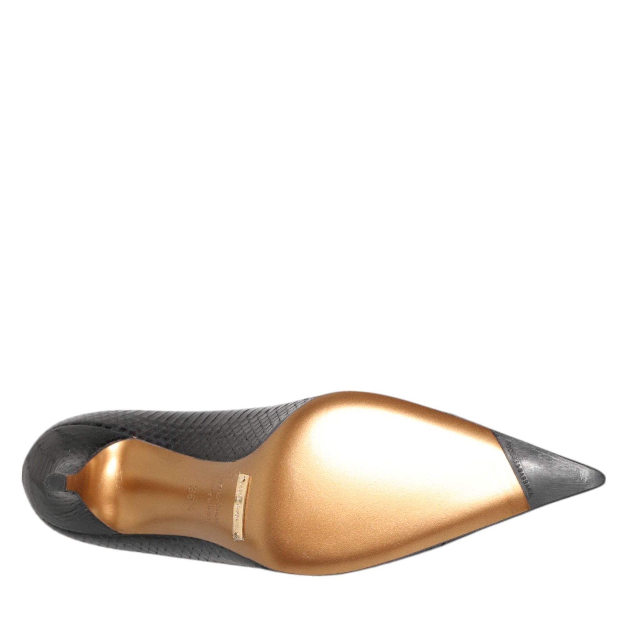 Dolce & Gabbana Black Exotic Leather Stiletto Pumps Shoes