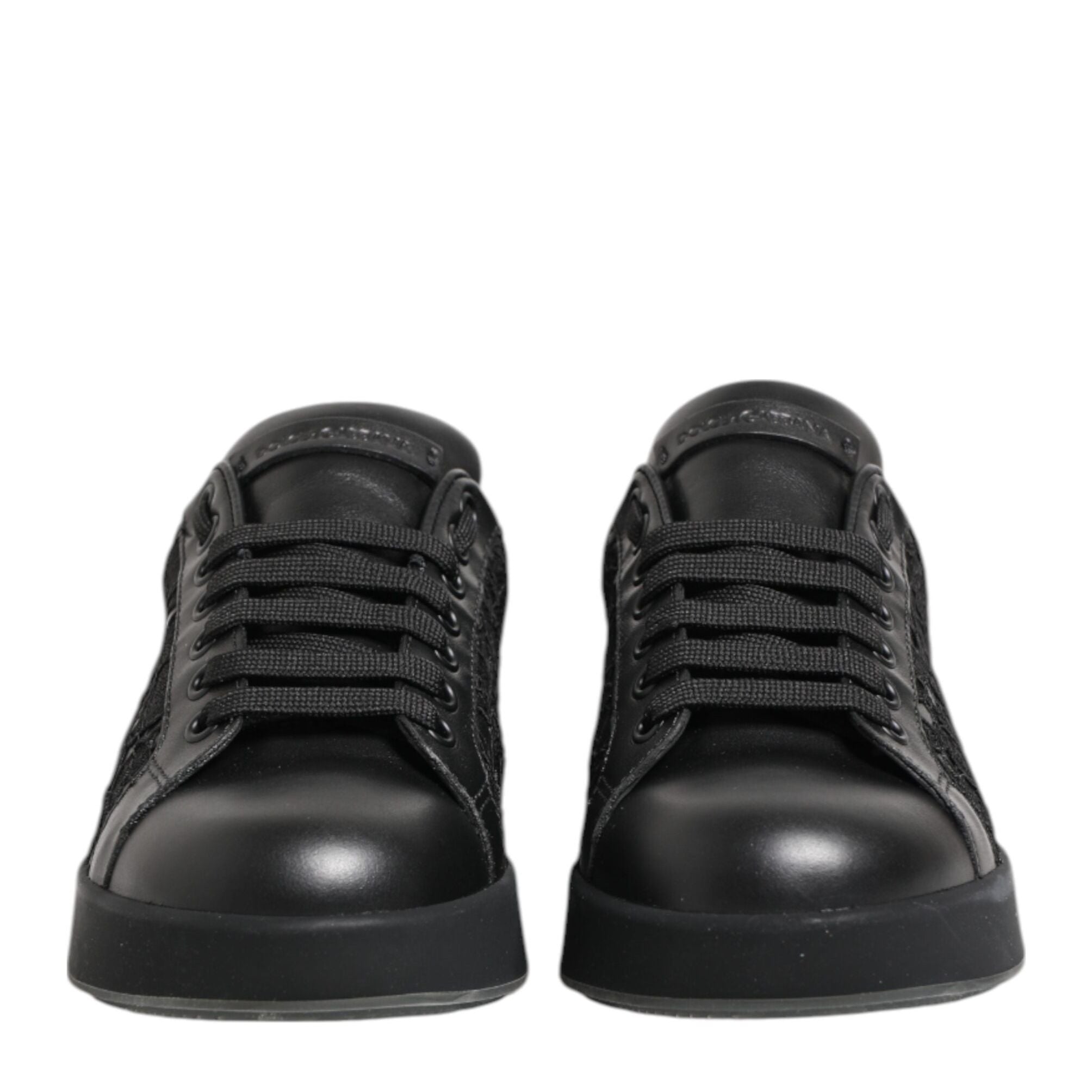 Dolce & Gabbana Black Floral Lace Low Top Sneakers Shoes