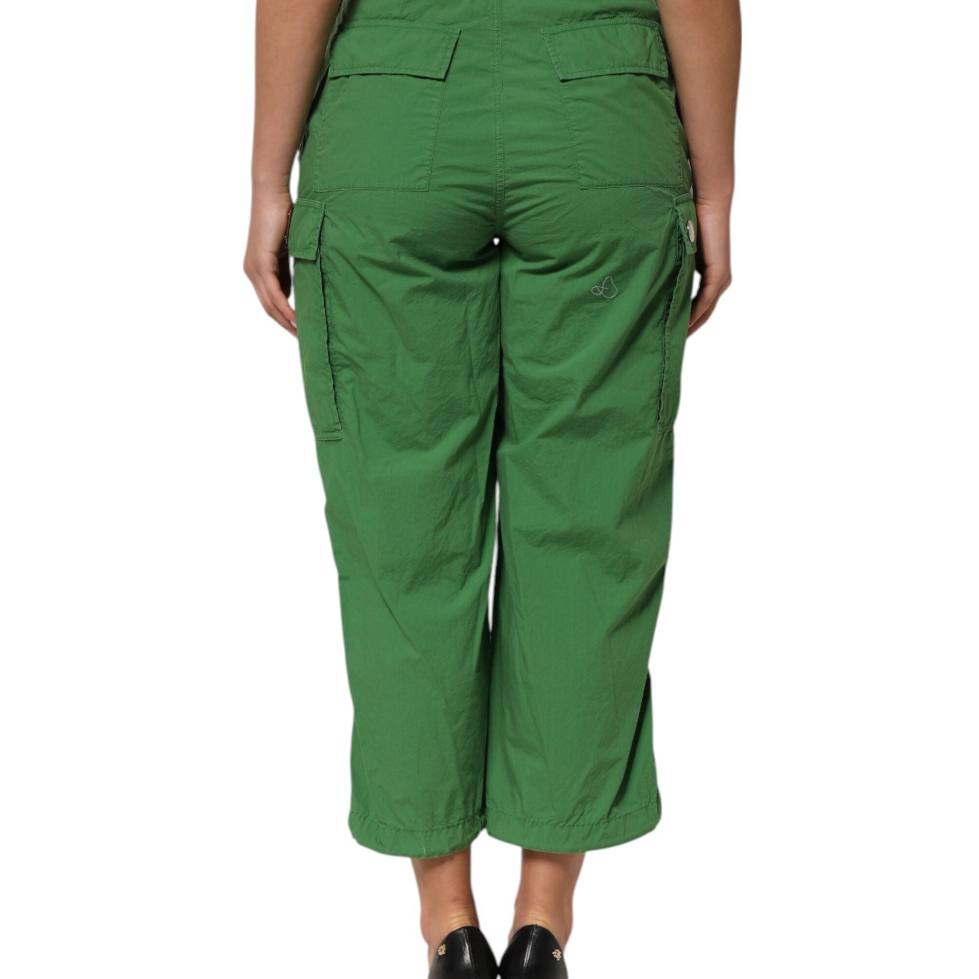 Dolce & Gabbana Green Cotton High Waist Cargo Trouser Pants