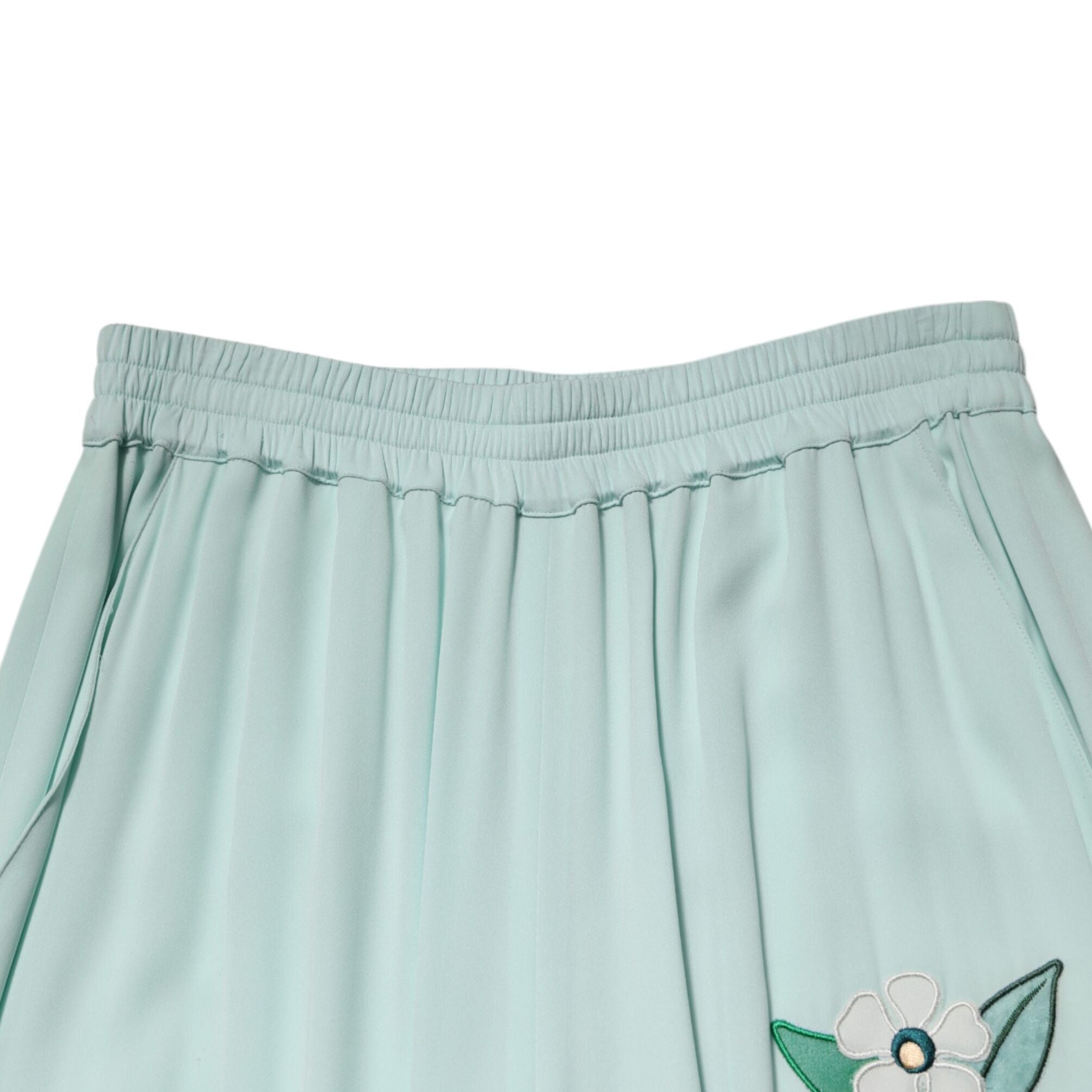 Dolce & Gabbana Green Floral Garterized Straight Pajama Pants