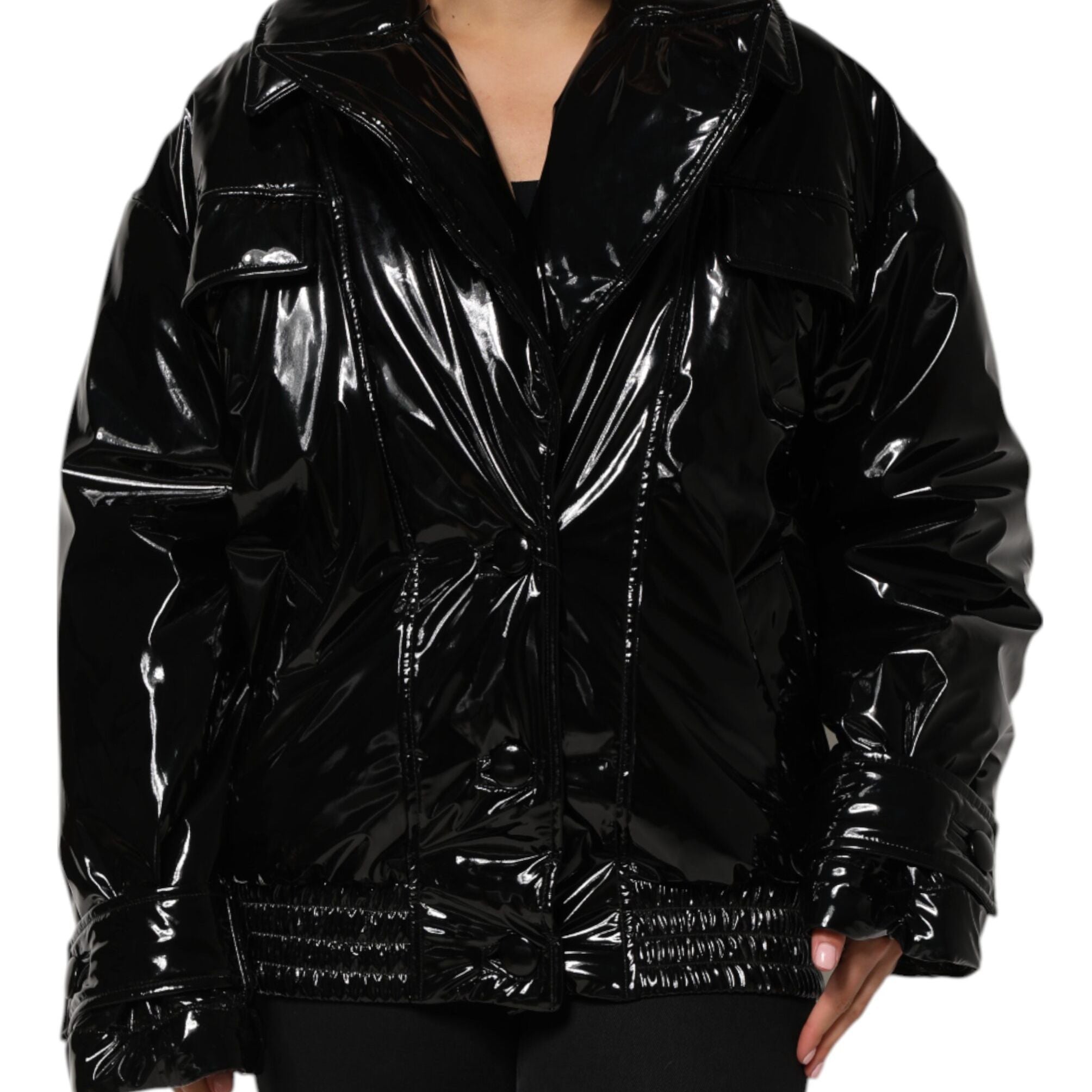 Dolce & Gabbana Black Polyester Quilted Puffer Coat Jacket