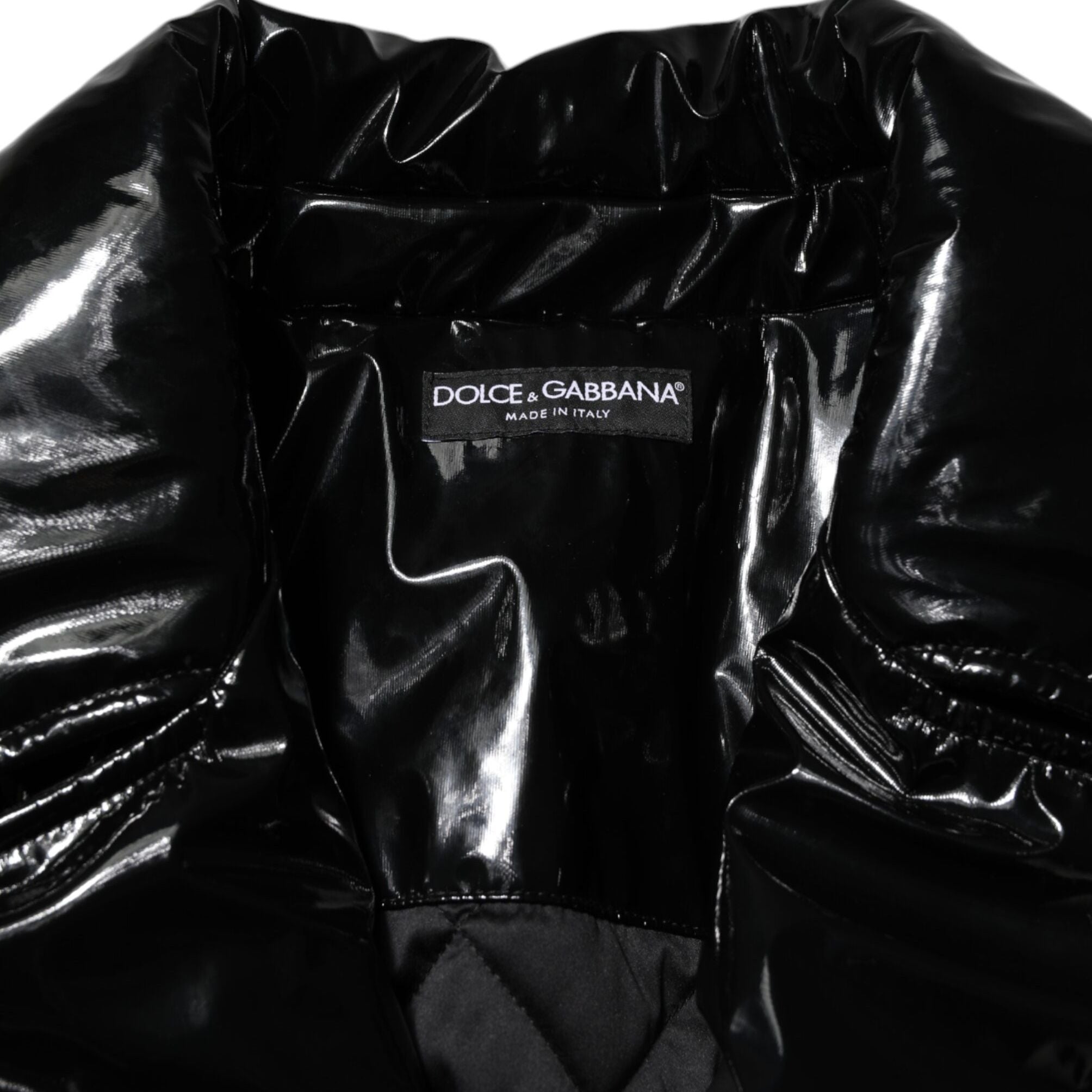 Dolce & Gabbana Black Polyester Quilted Puffer Coat Jacket