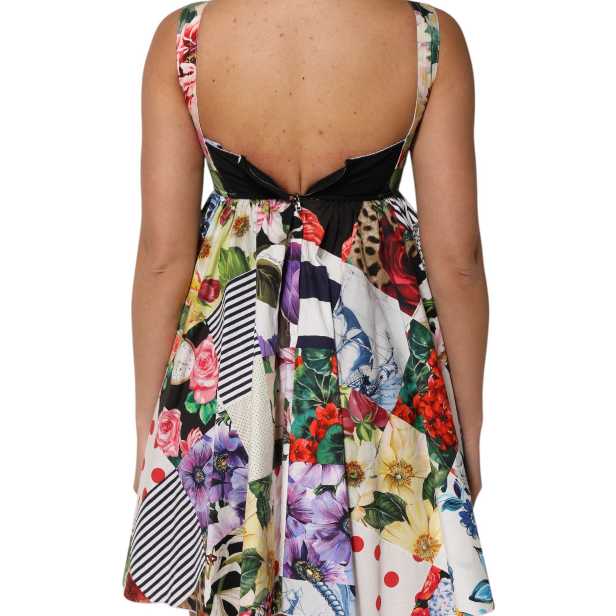Dolce & Gabbana Multicolor Patchwork Cotton AlineMini Dress