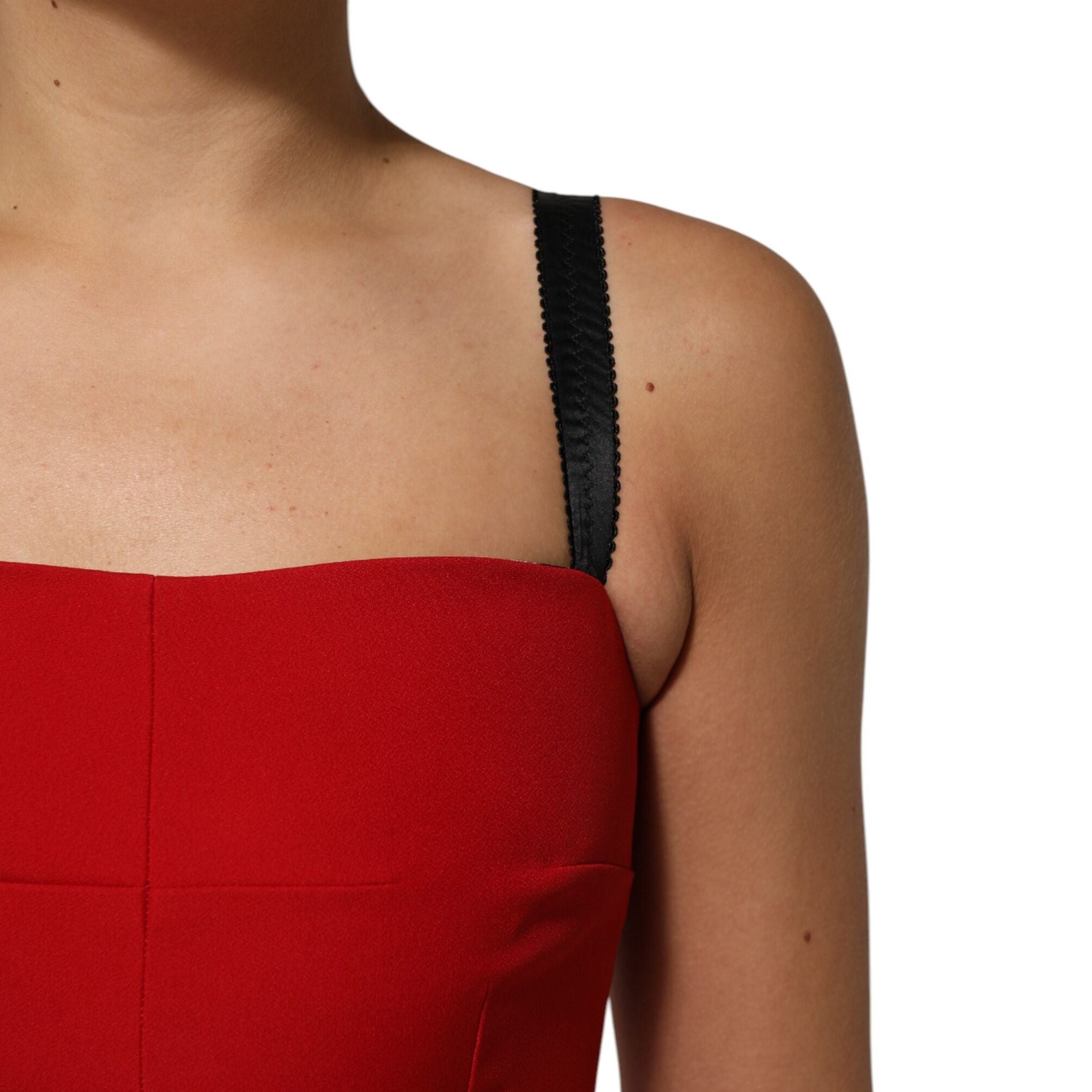 Dolce & Gabbana Red Stretch Bodycon Sheath Knee Length Dress