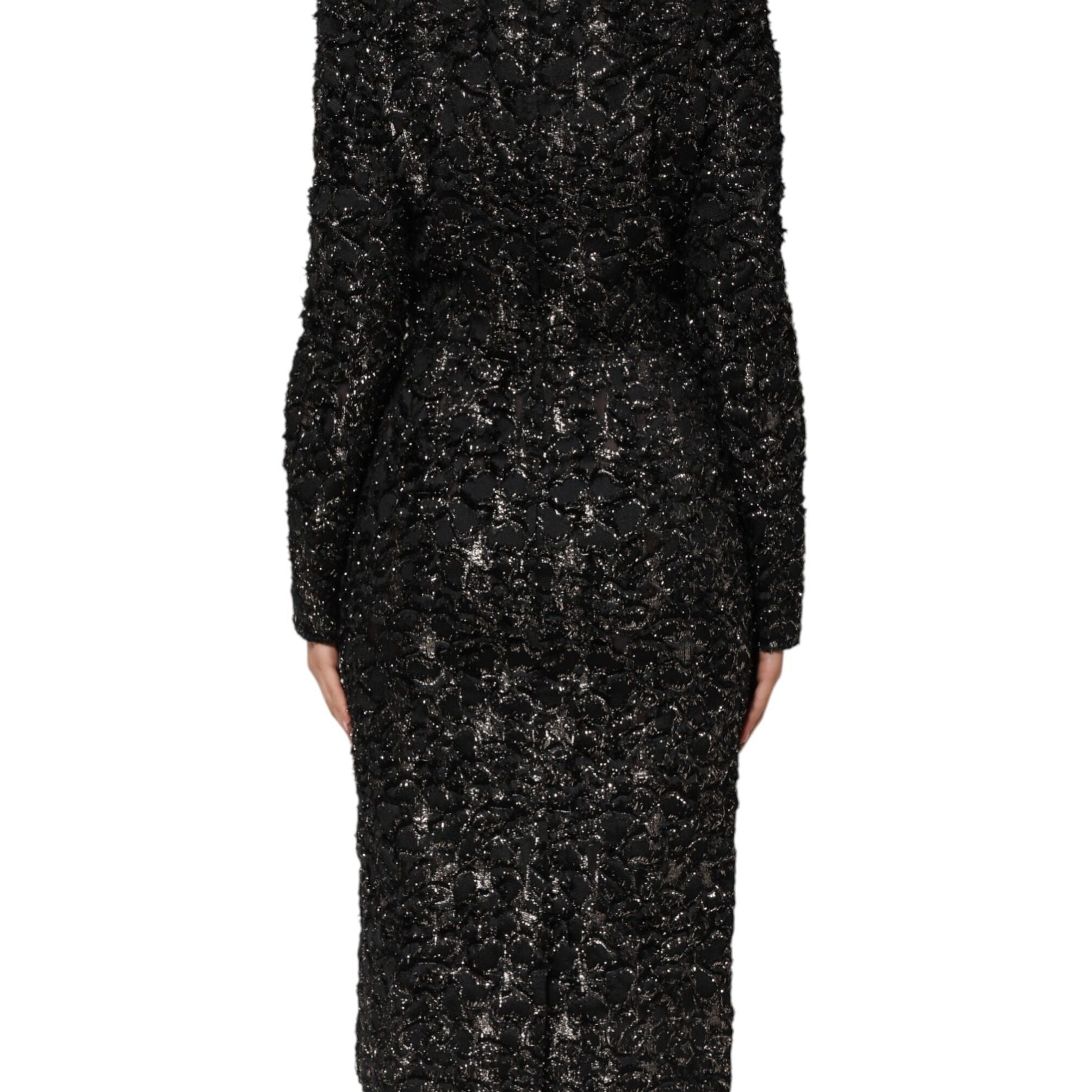 Dolce & Gabbana Black Sequin Bouclé Tweed Sheath Dress