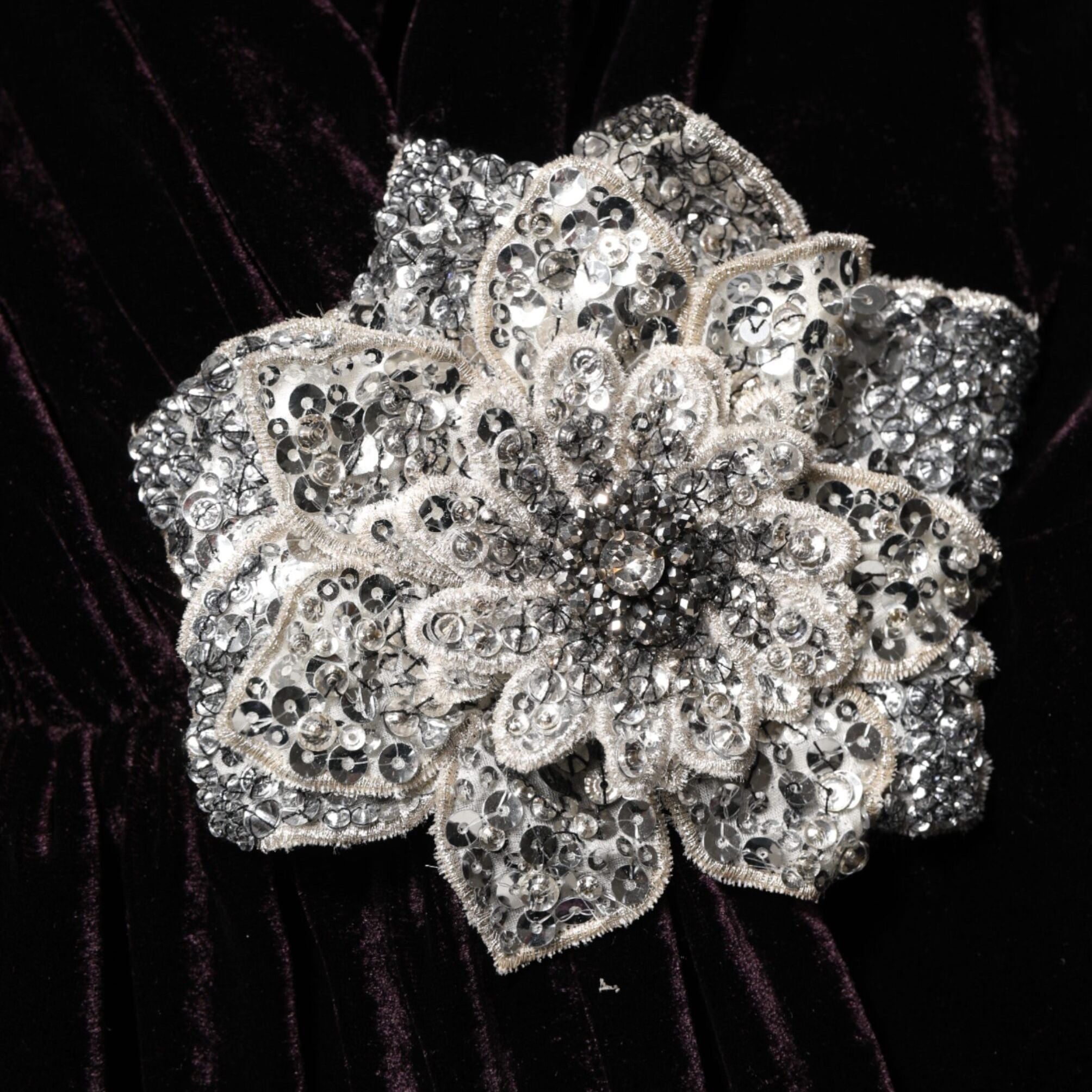 Dolce & Gabbana Black Velvet Flower Embellishment Aline Dress