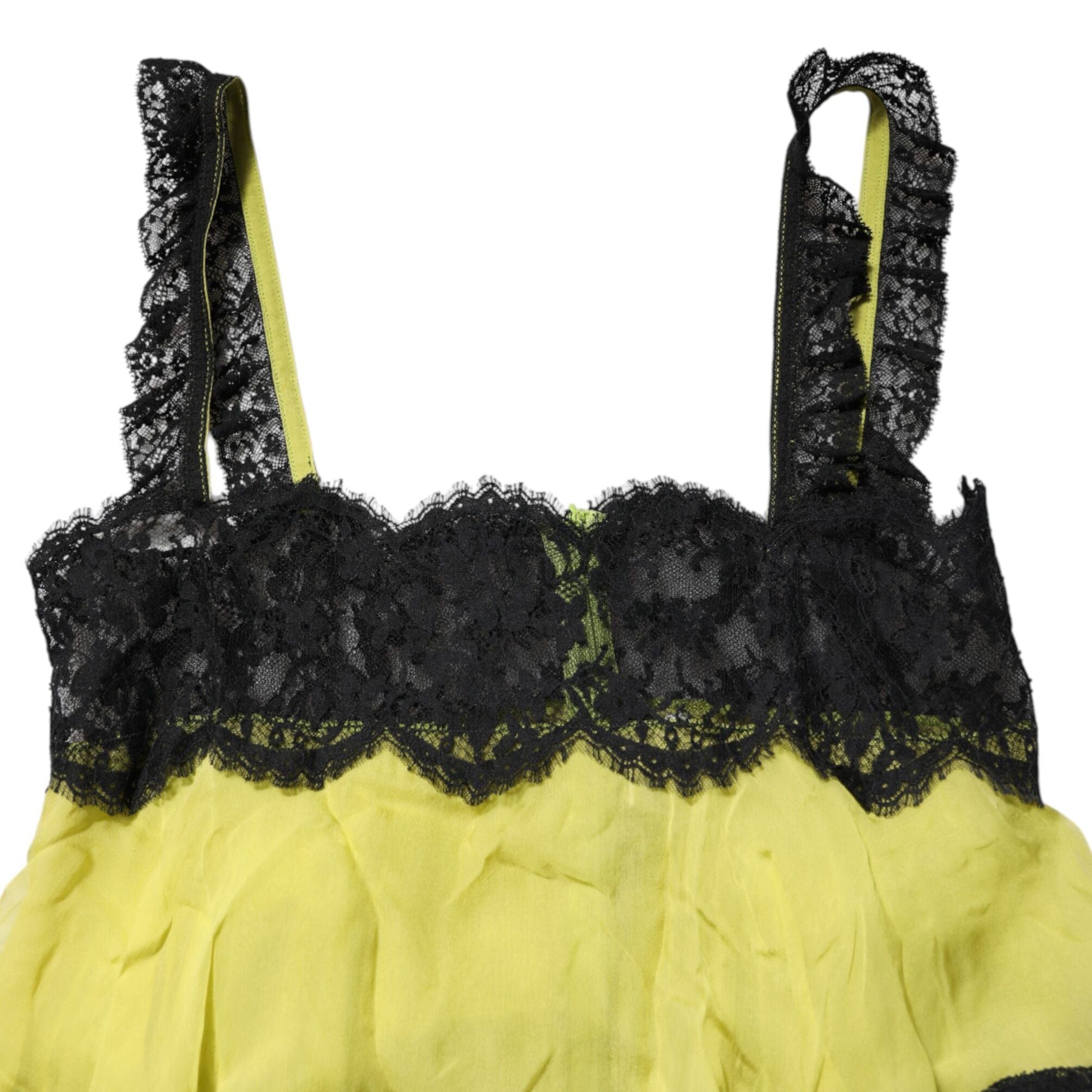 Dolce & Gabbana Yellow Black Babydoll Chemise Lingerie Dress