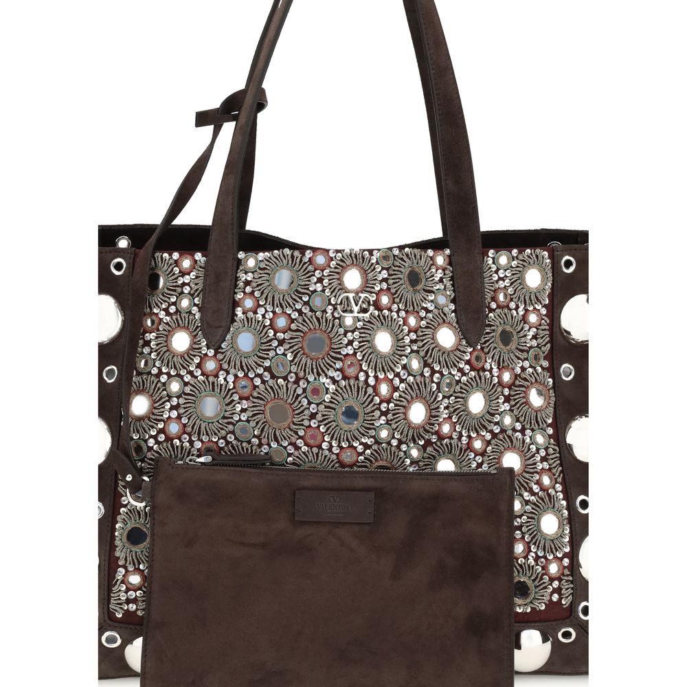 Valentino Garavani Brown Calf Leather Bos Taurus Shoulder Bag