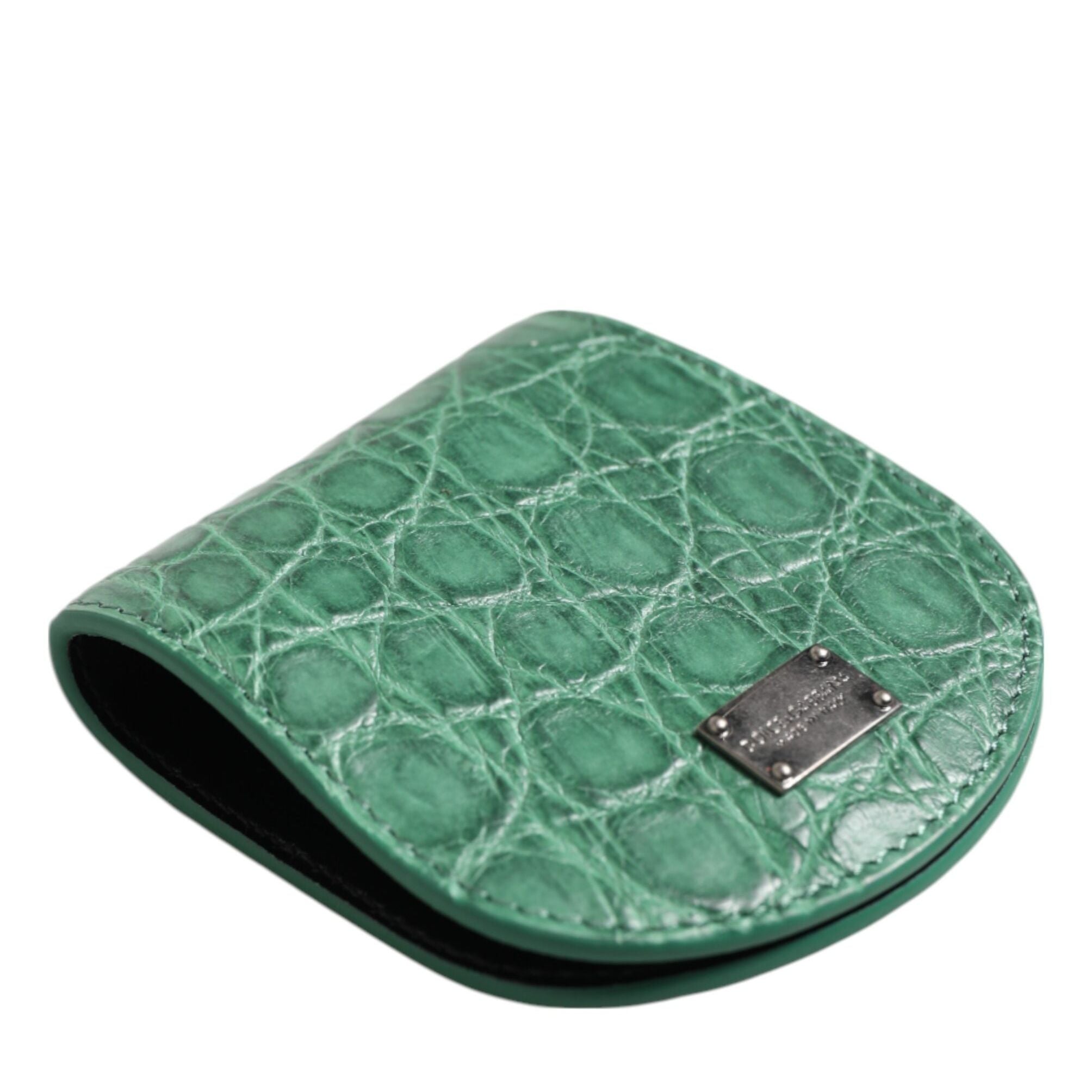 Dolce & Gabbana Green Exotic Skin Coin Condom Case Holder Pocket Wallet