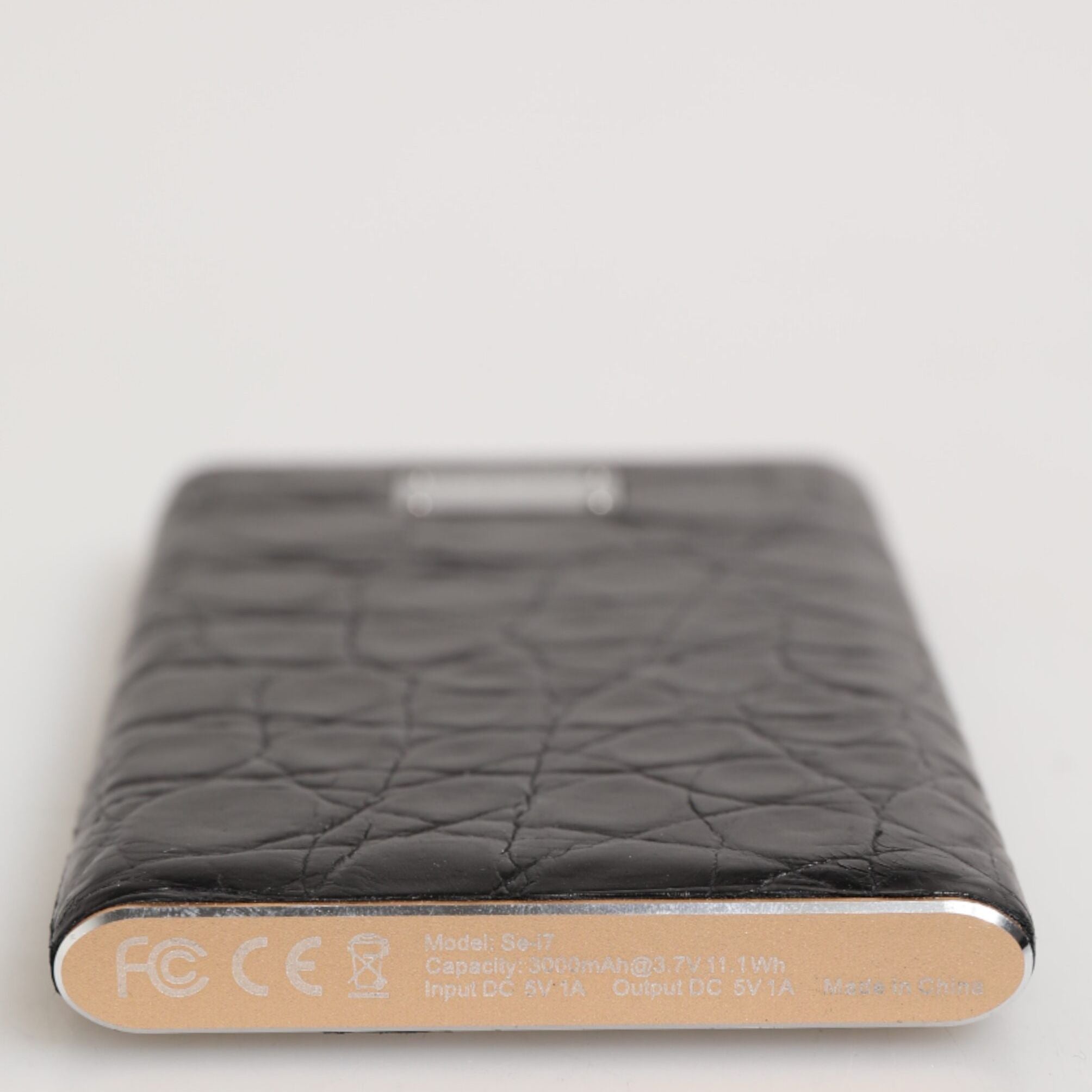 Dolce & Gabbana Black Leather Exotic Skin 3000mAh Power Bank Charger USB