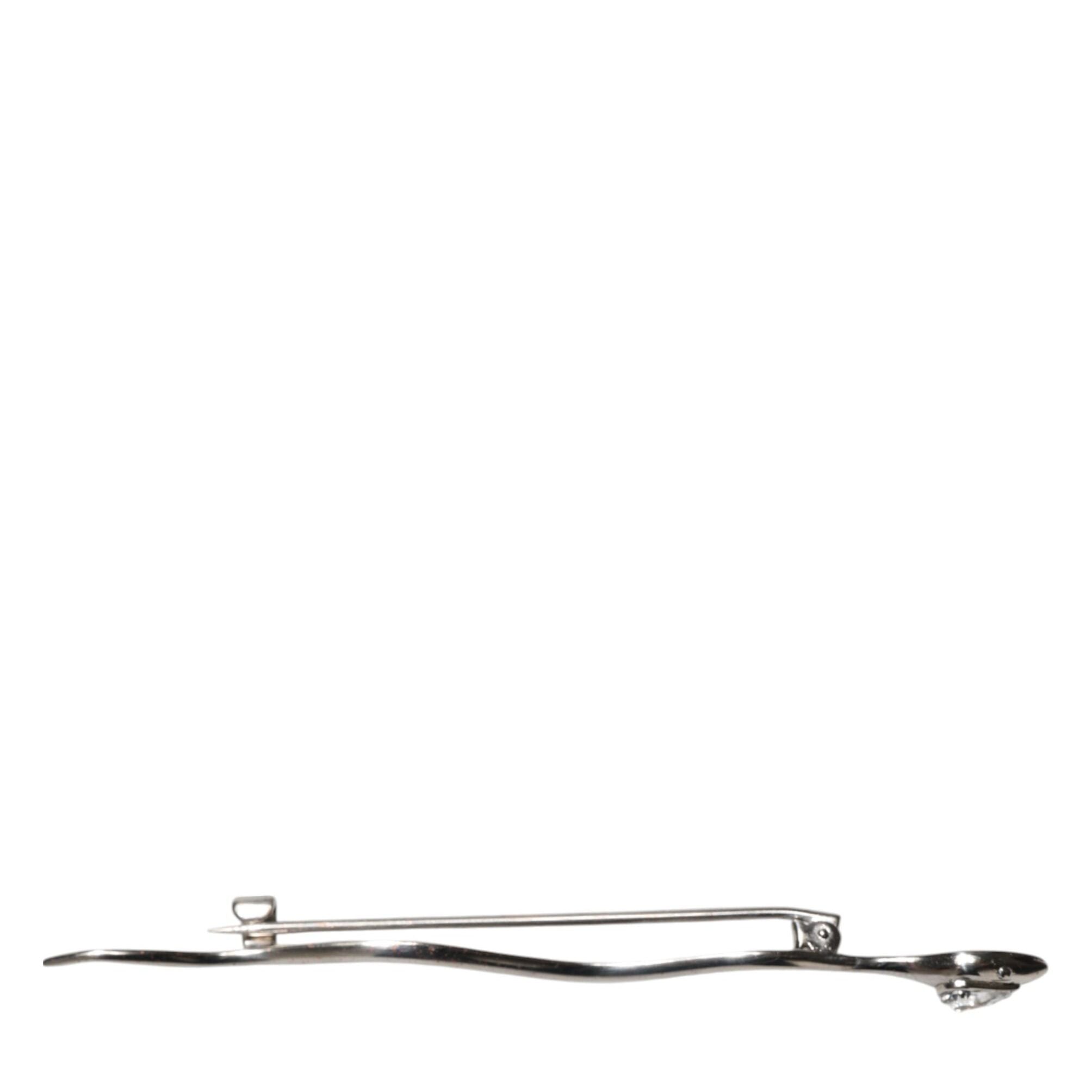 Dolce & Gabbana Silver Brass Crystal Spilla Serpente Mens Brooch Pin