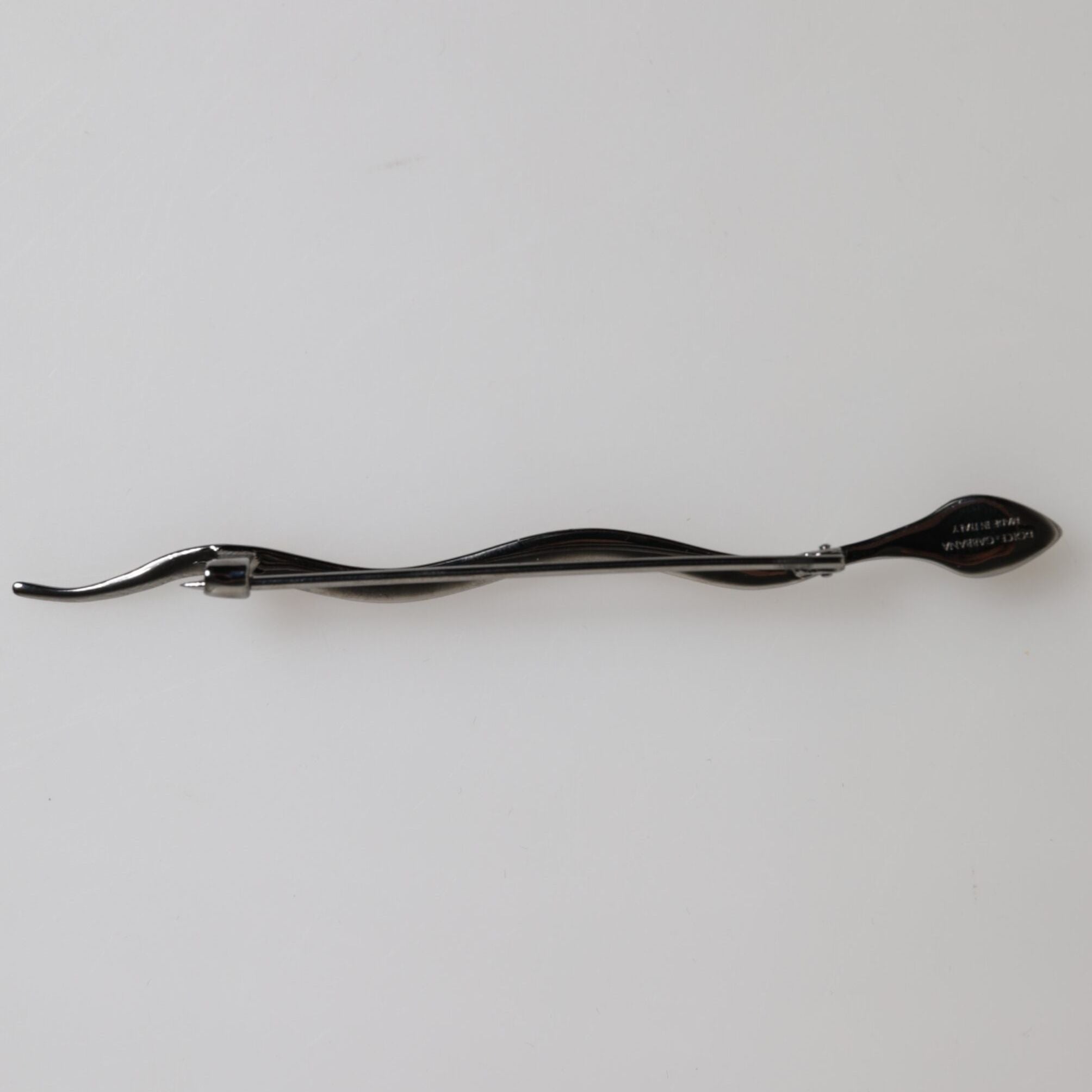Dolce & Gabbana Black Brass Crystal Spilla Serpente Mens Brooch Pin