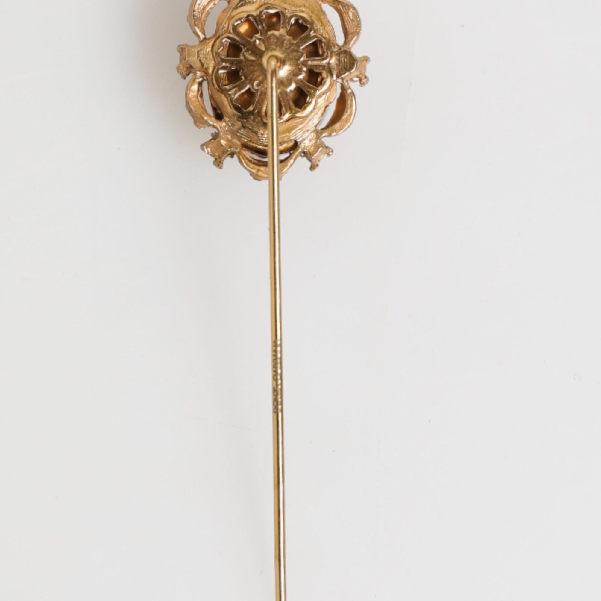 Dolce & Gabbana Gold Tone Green Stone Antique Men Accessory Brooch Pin