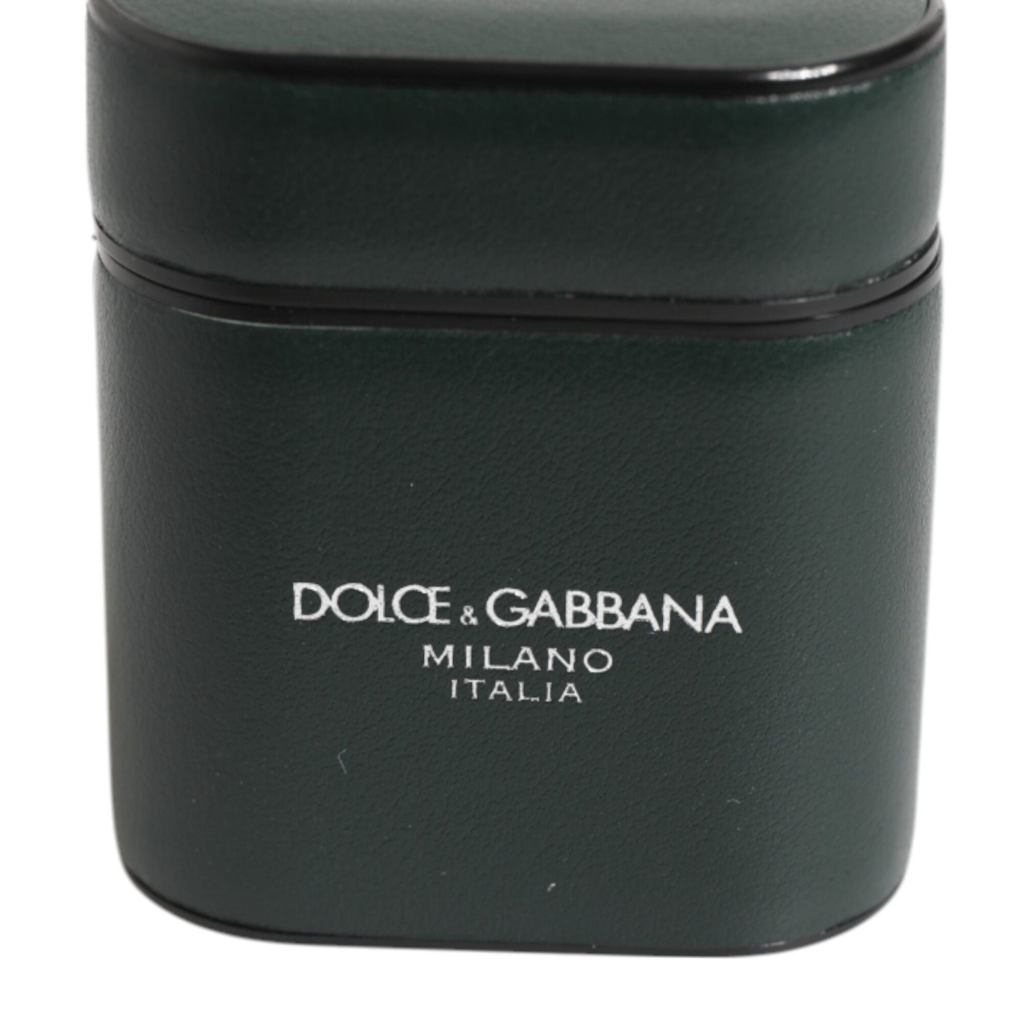 Dolce & Gabbana Black Leather Logo Print Flip Holder Men Airpods Case