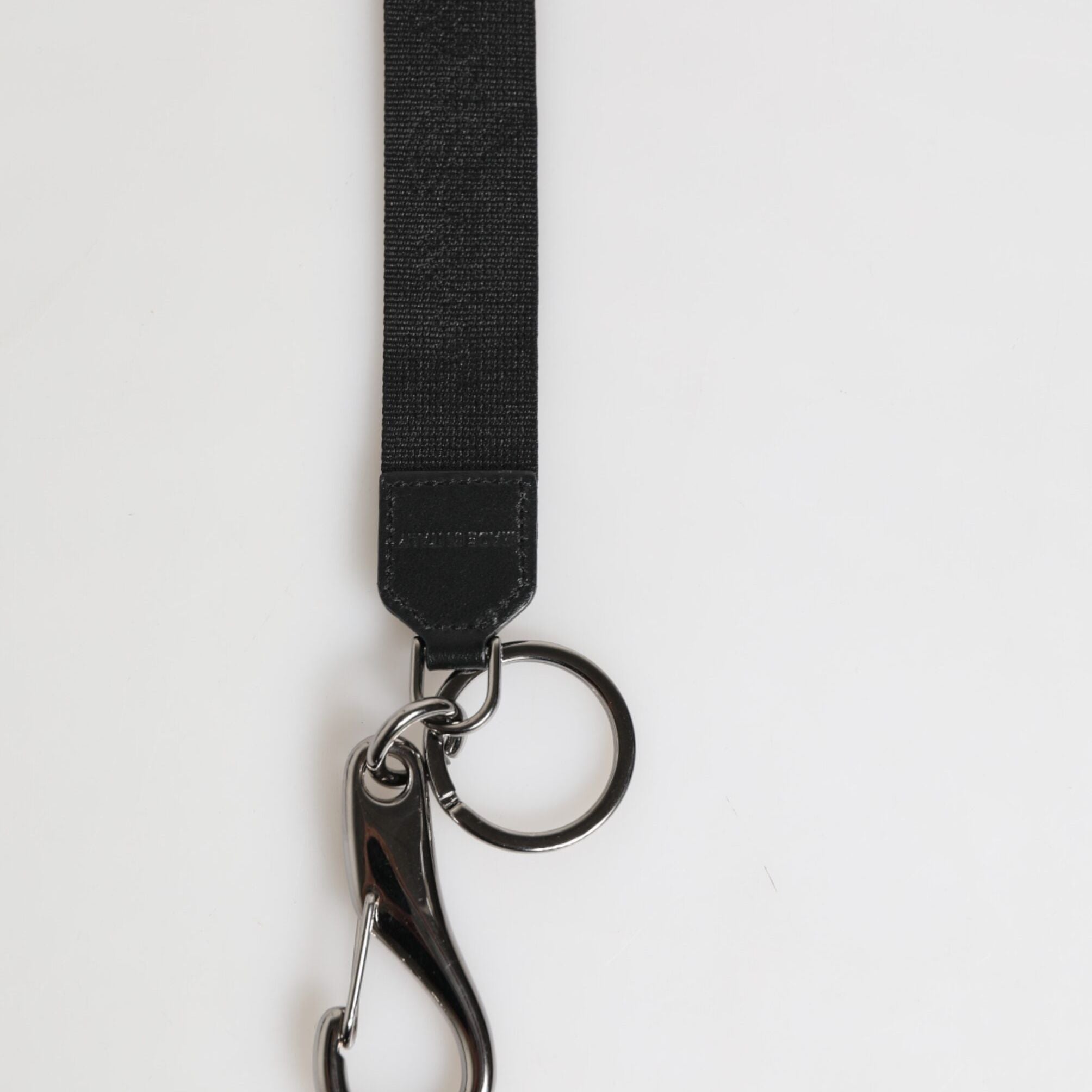 Dolce & Gabbana Black Yellow Polyester DG Logo Silver Keychain Keyring