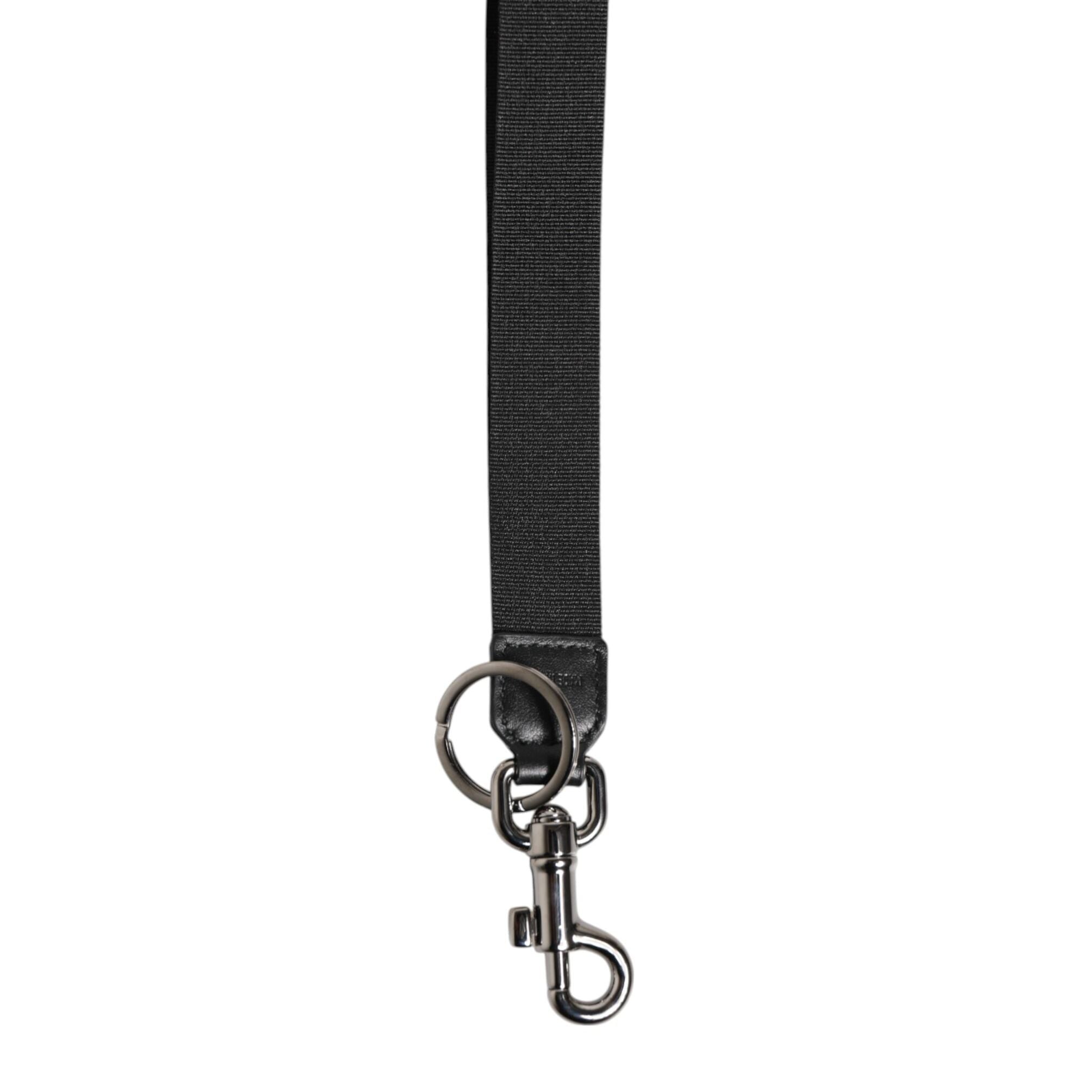 Dolce & Gabbana Black Red DG Logo Polyester Silver Men Keychain Keyring