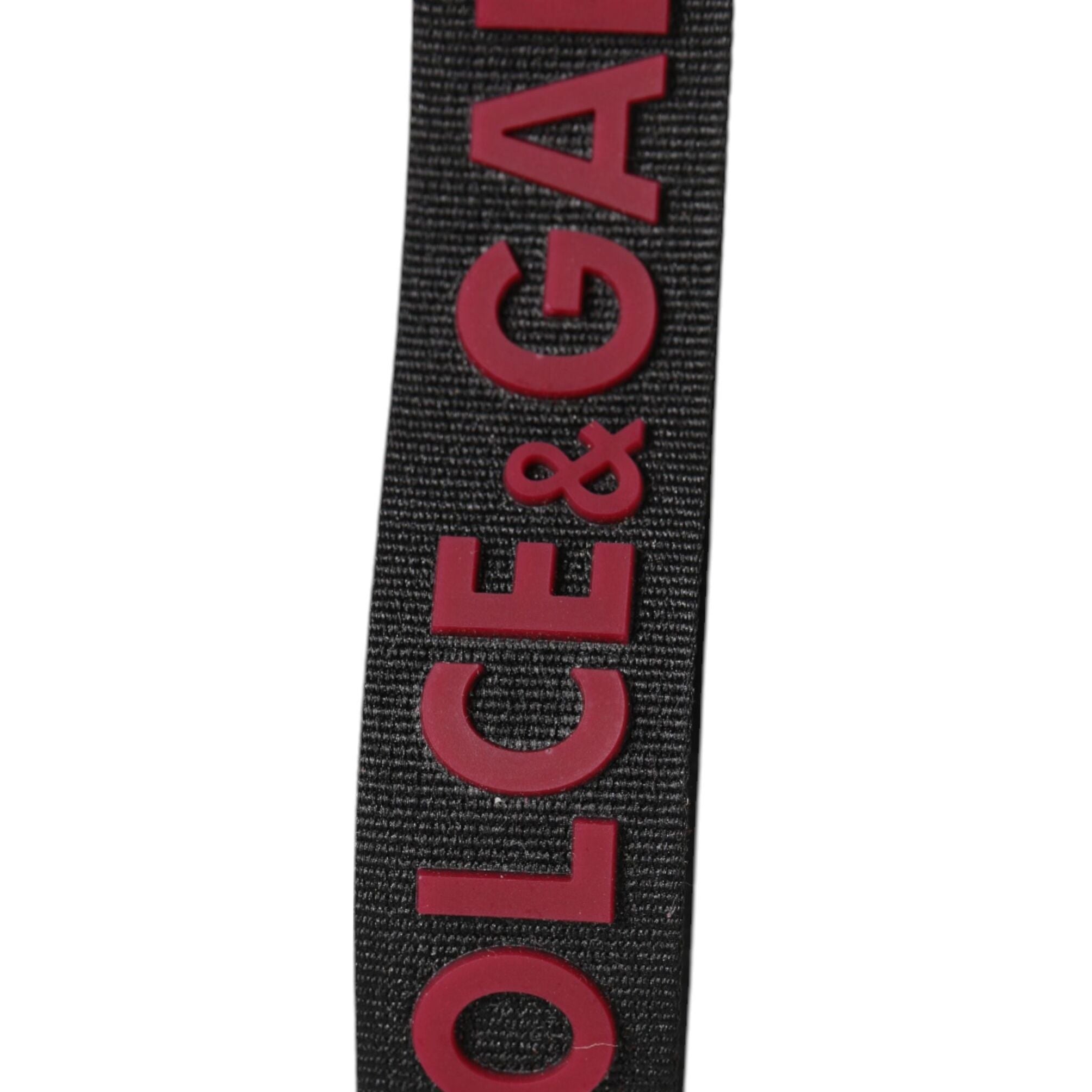 Dolce & Gabbana Black Red DG Logo Polyester Silver Men Keychain Keyring