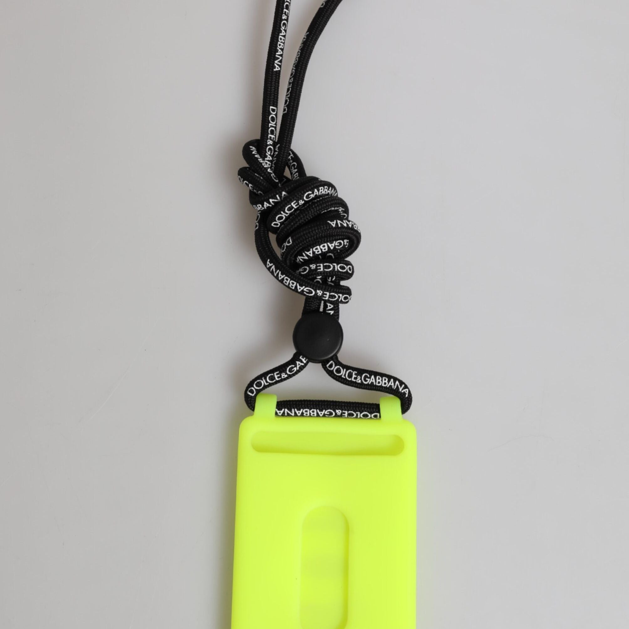 Dolce & Gabbana Yellow Green Rubber DG Embossed Adjustable Badge Holder