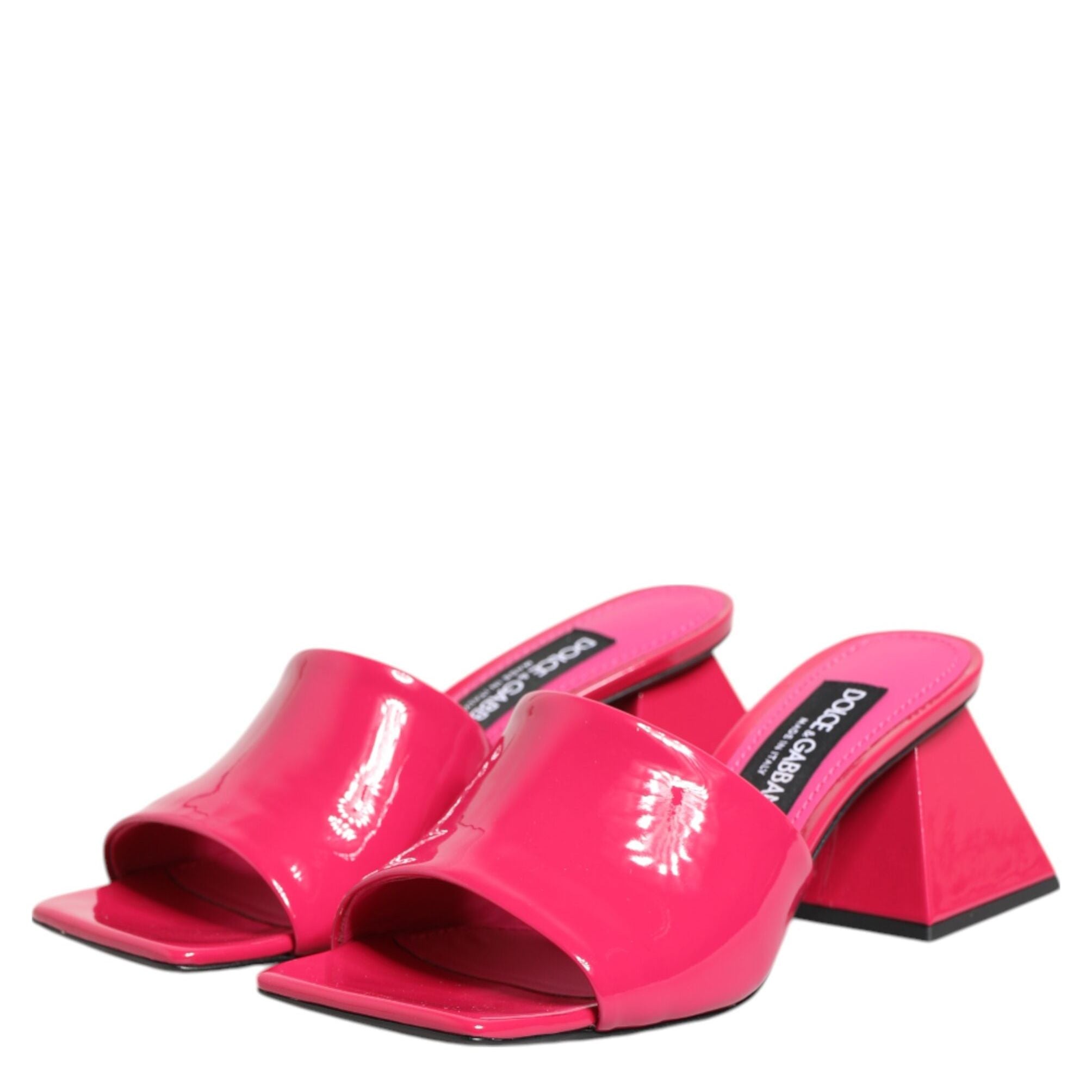 Dolce & Gabbana Pink Open Toe Block Heel Mules Sandals Shoes