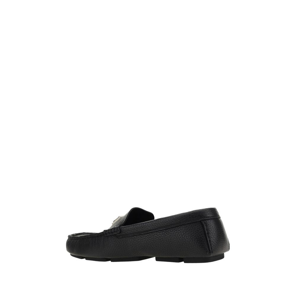 Dolce & Gabbana Black Calf Leather Bos Taurus Slip-On Loafers
