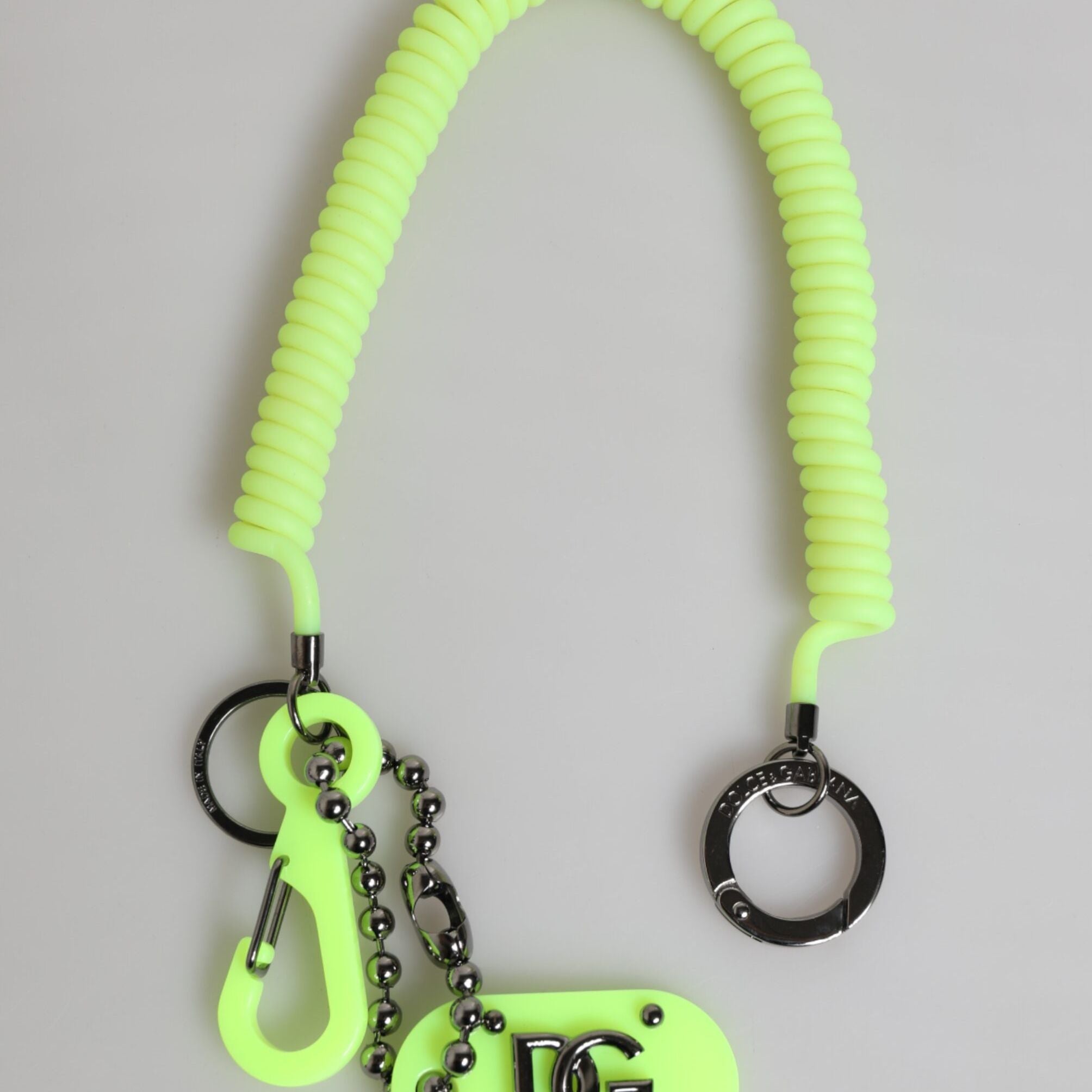 Dolce & Gabbana Green Springy Key Holder DG Logo Men's Keychain Keyring
