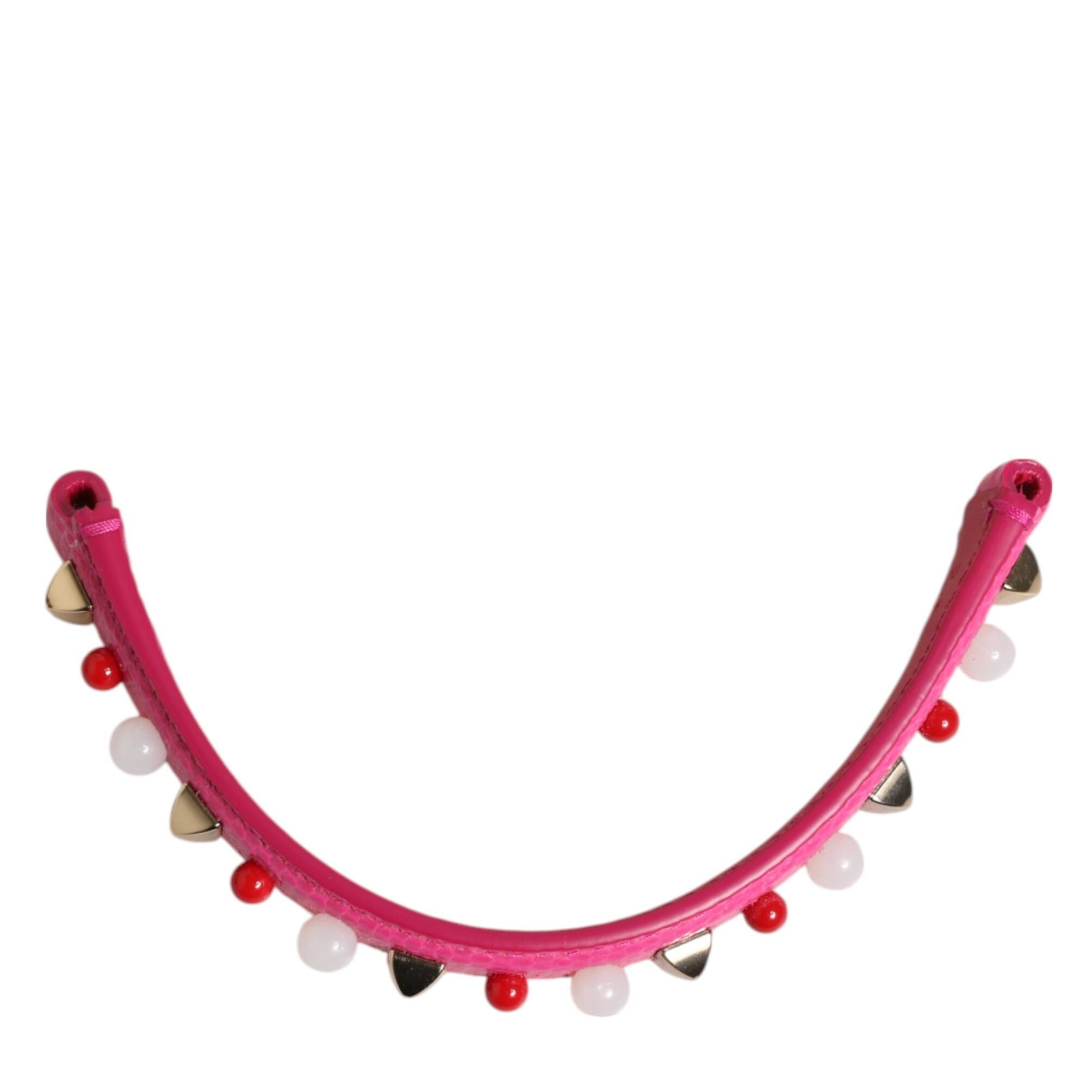 Dolce & Gabbana Pink Embellished Leather Bag Handle Women Shoulder Strap