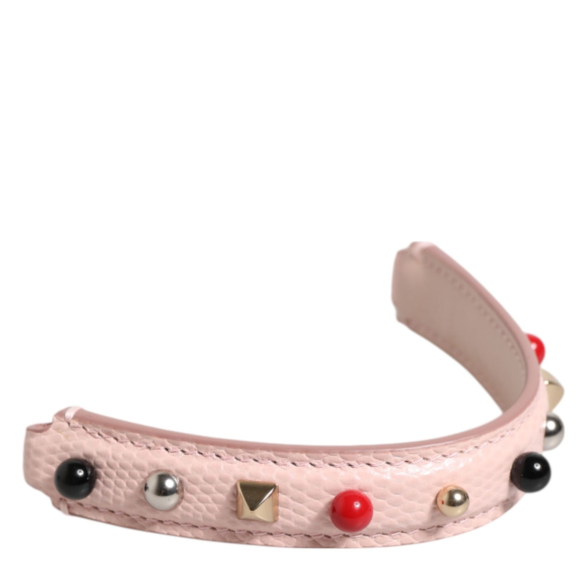 Dolce & Gabbana Light Pink Embellished Leather Bag Handle  Shoulder Strap