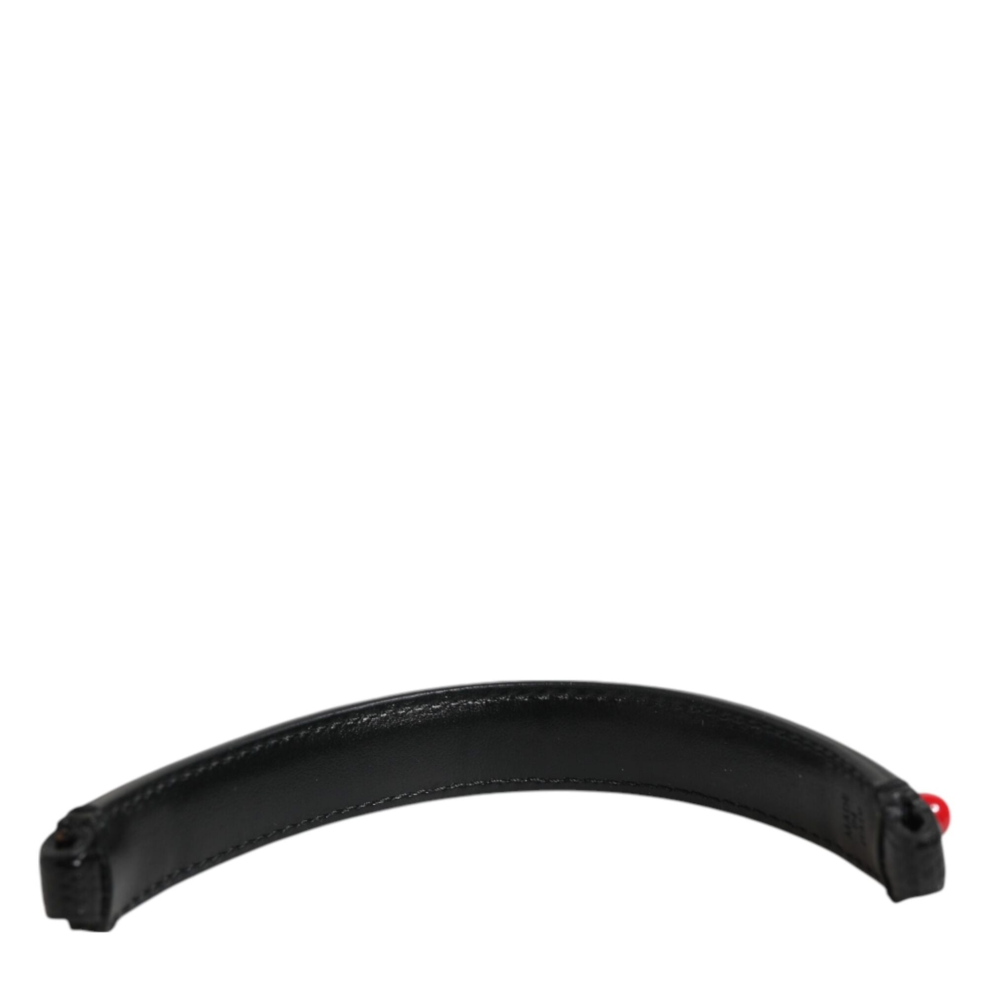 Dolce & Gabbana Black Embellished Leather Bag Handle Women Shoulder Strap