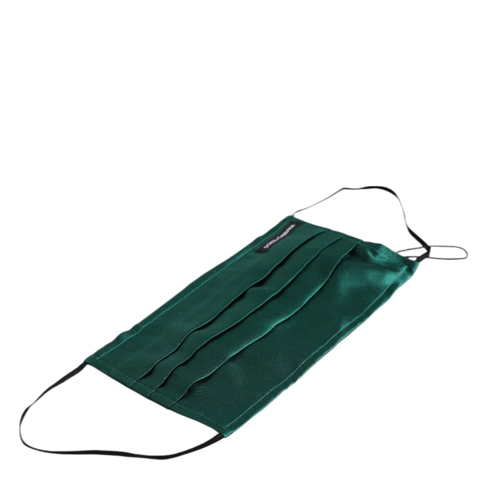Dolce & Gabbana Green Silk Pleated Elastic Ear Strap Face Mask