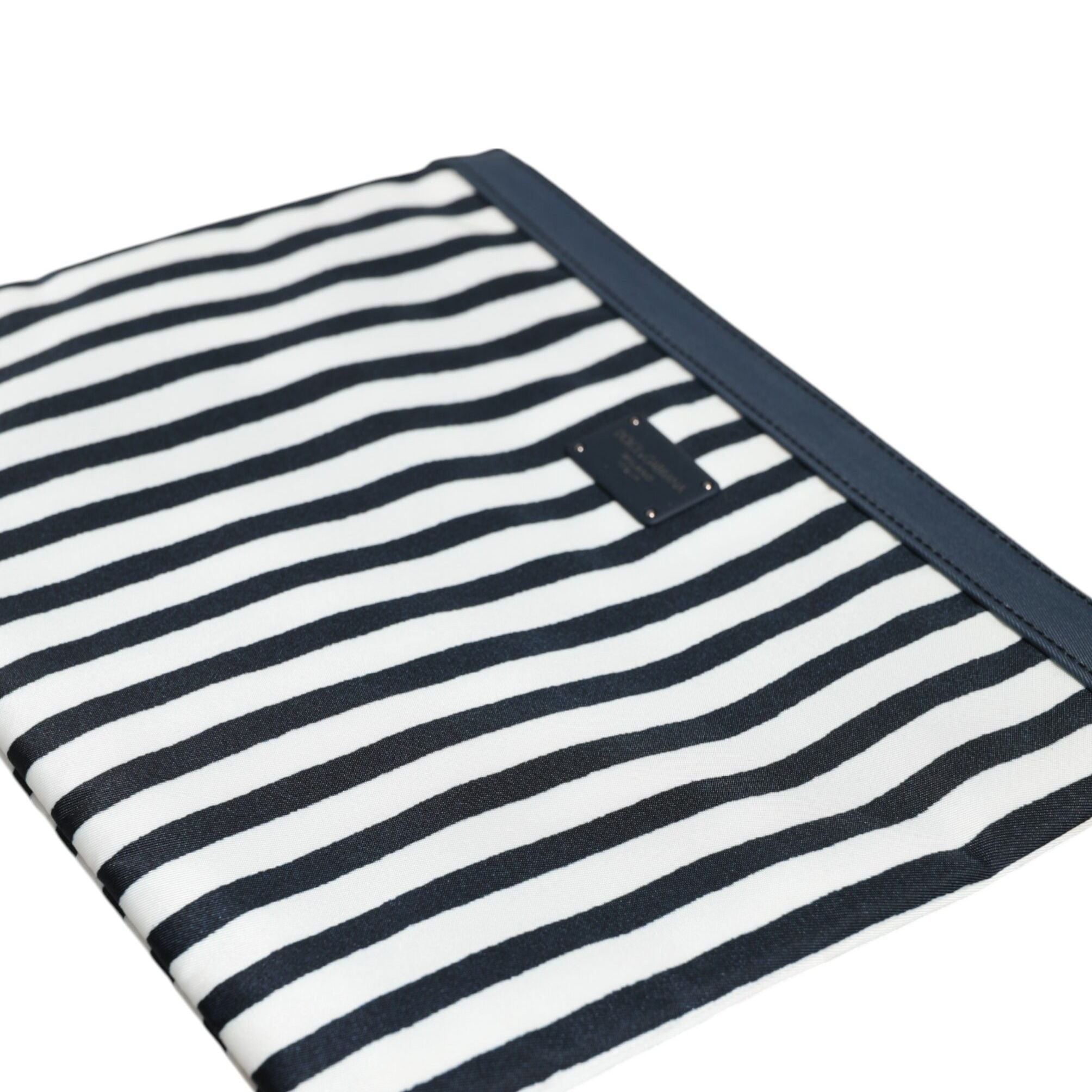 Dolce & Gabbana Black White Striped Logo Plaque Clutch Borse Pouch Bag