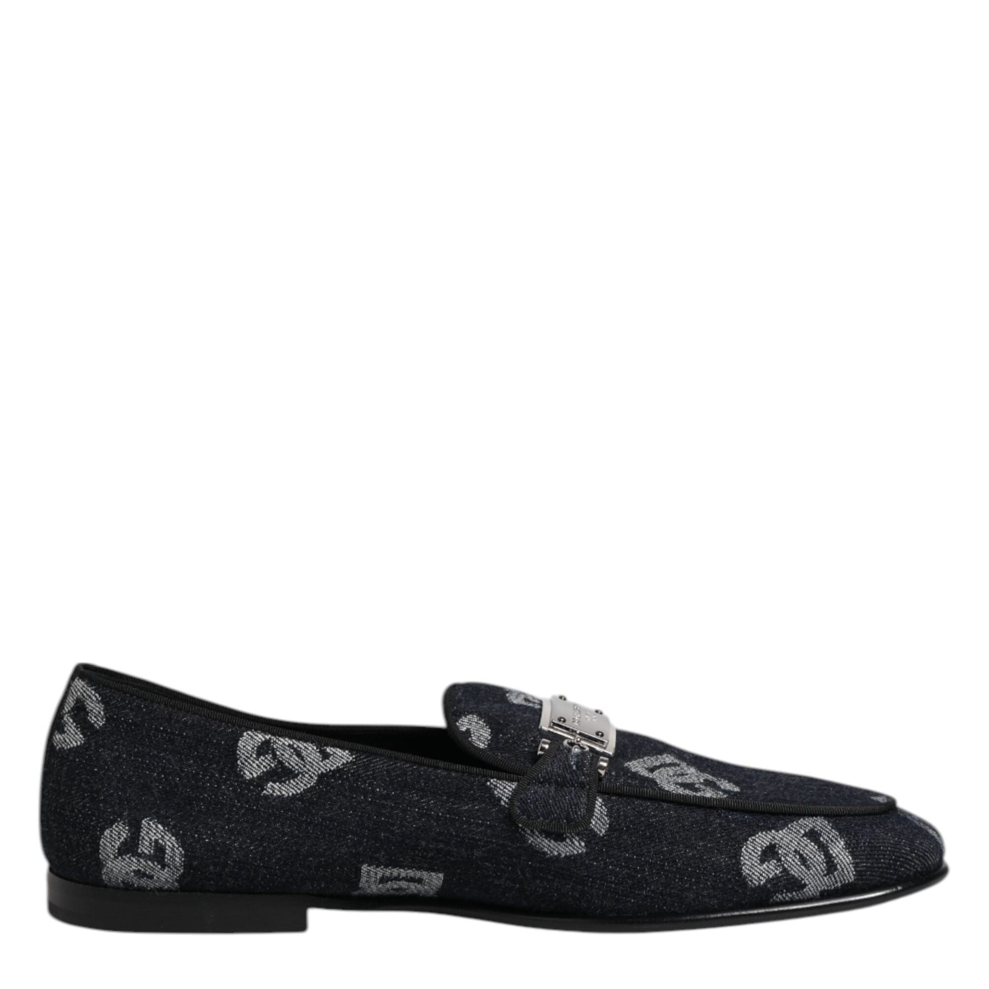 Dolce & Gabbana Blue Logo Cotton Loafers Formal Dress Shoes