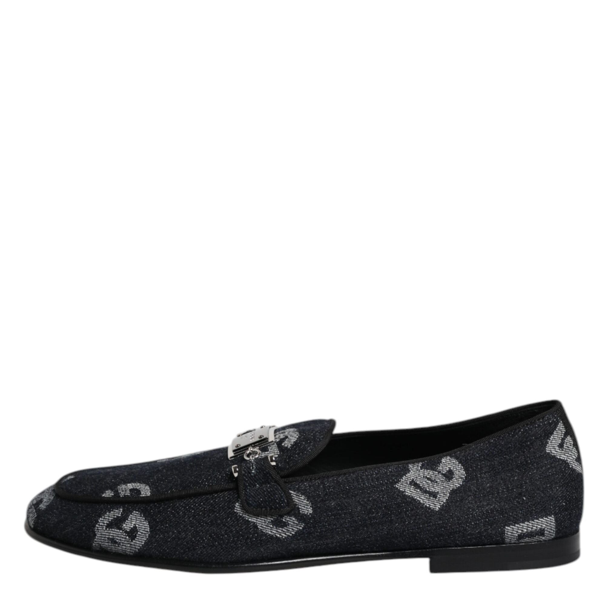 Dolce & Gabbana Blue Logo Cotton Loafers Formal Dress Shoes