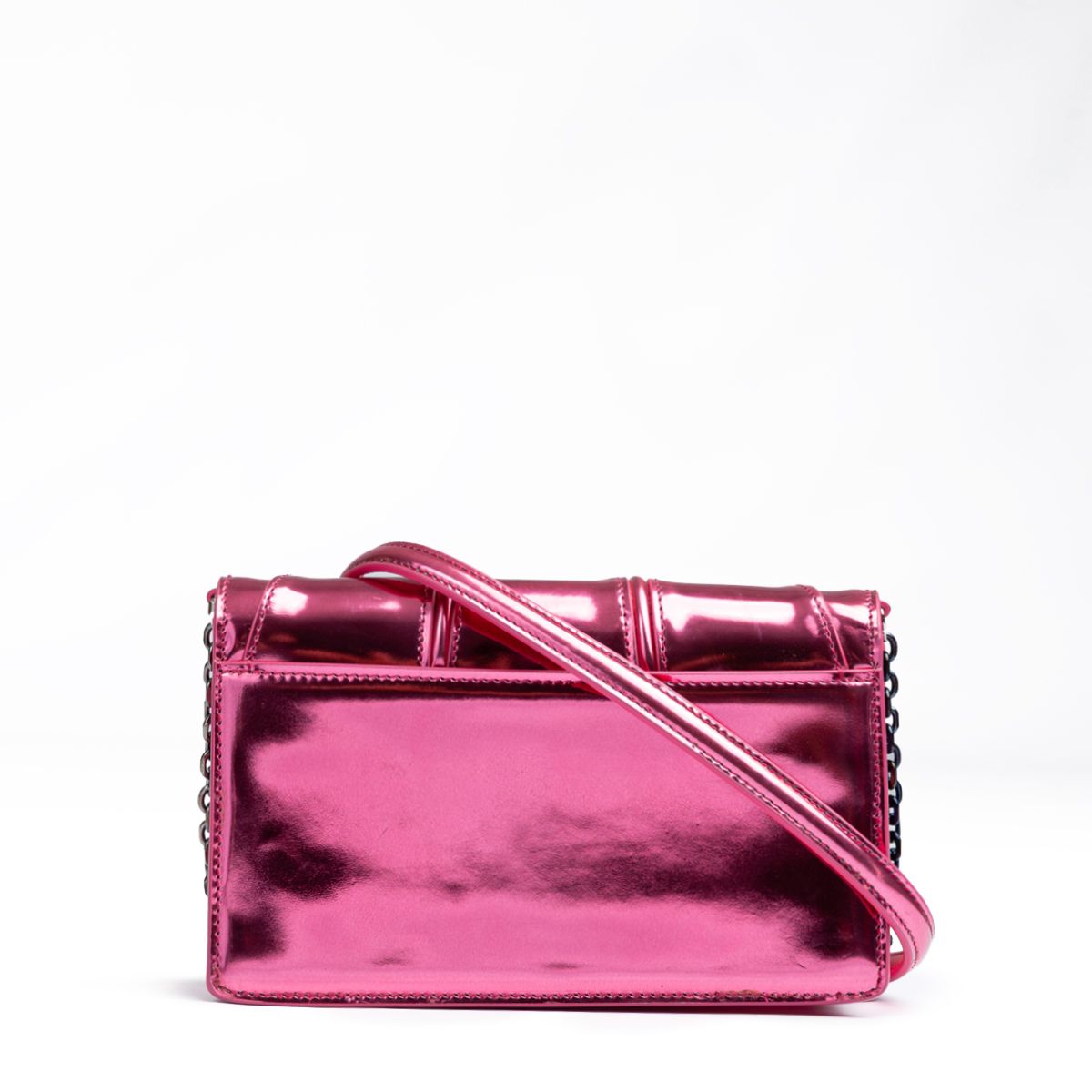Ferrari Metal Pink GT patent leather bag with chain