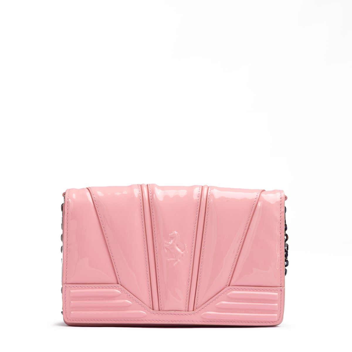 Ferrari Pink GT patent leather bag with chain
