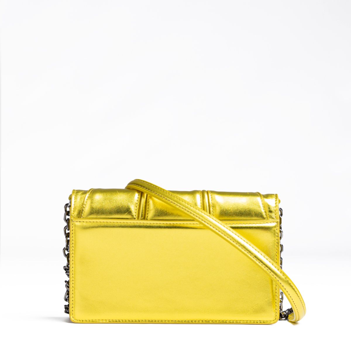 Ferrari Metal Yellow GT patent leather bag with chain