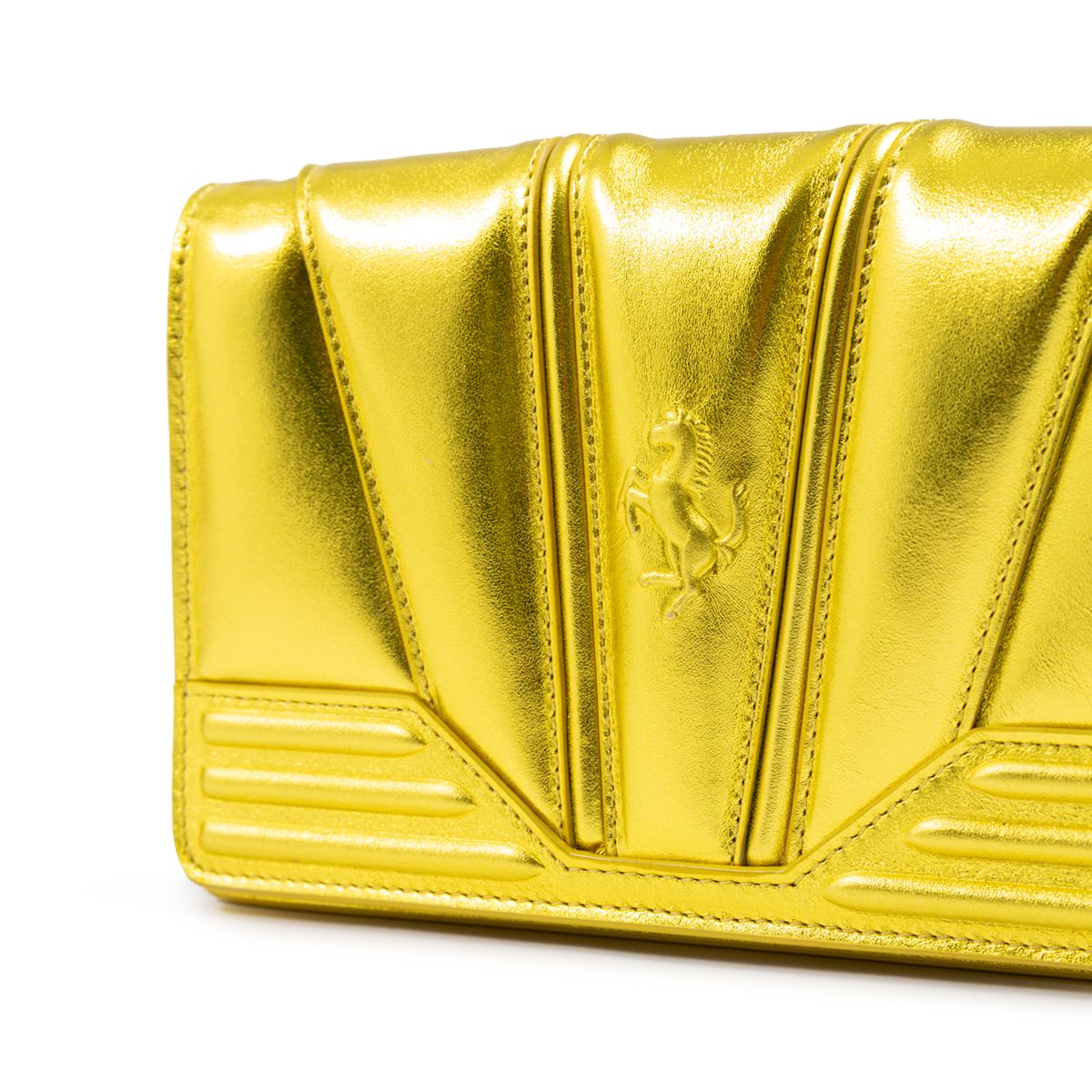 Ferrari Metal Yellow GT patent leather bag with chain