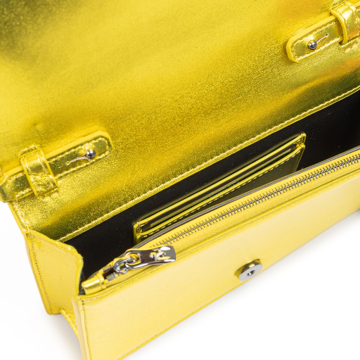 Ferrari Metal Yellow GT patent leather bag with chain
