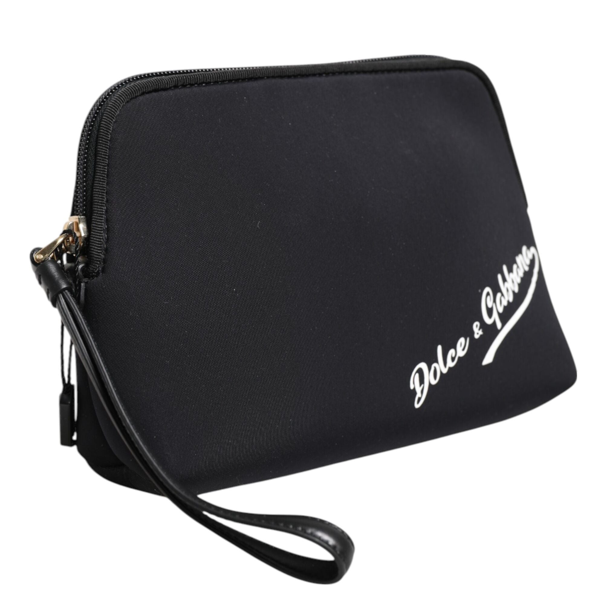 Dolce & Gabbana Black Solid Nylon DG LogoPrint Clutch Zip Borse Pouch Bag