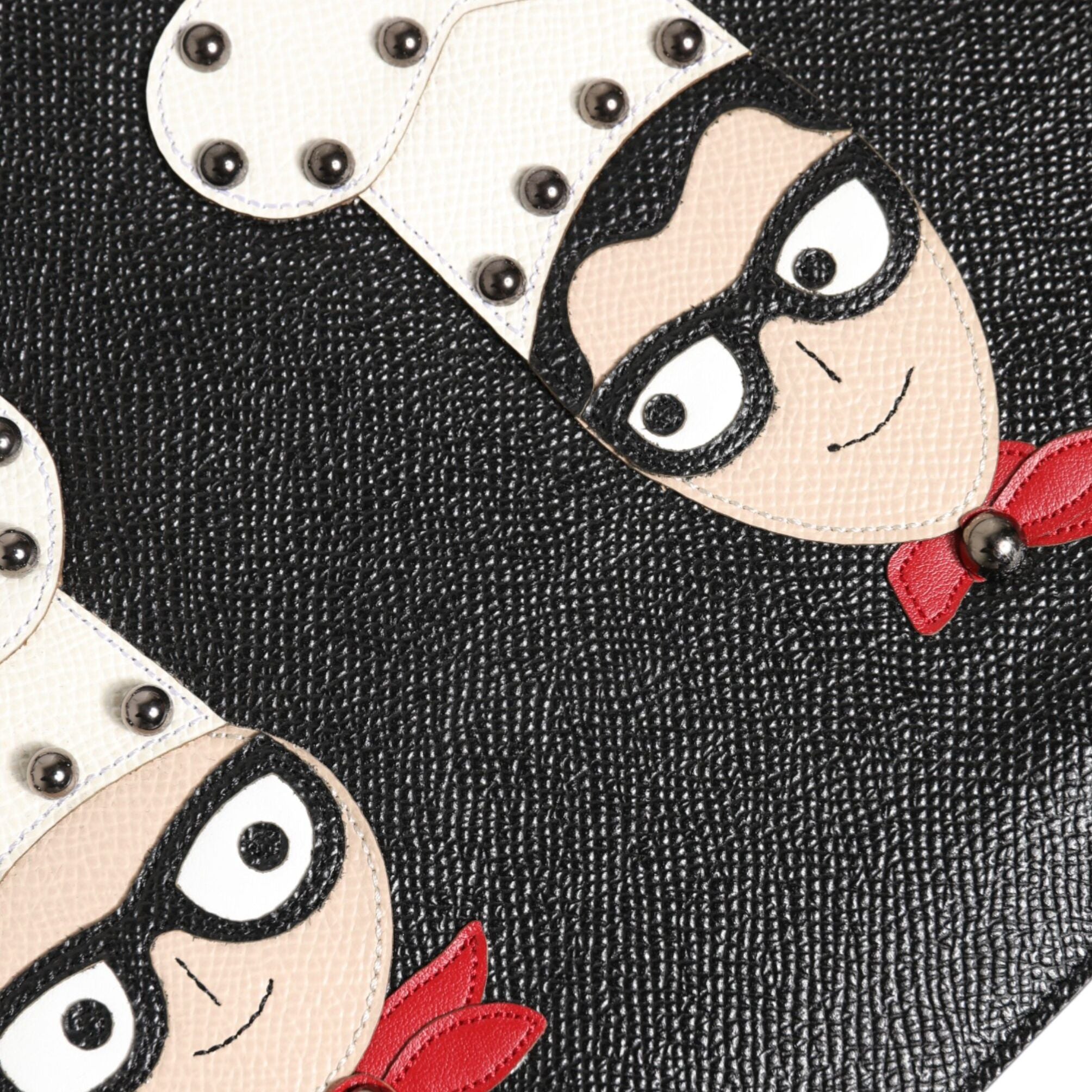 Dolce & Gabbana Black Leather #DGFAMILY Embellished Men Clutch Pouch Bag