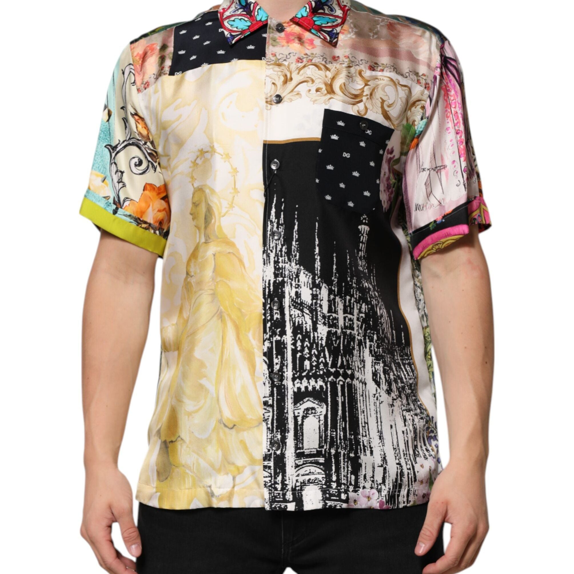 Dolce & Gabbana Multicolor Printed Button Down Casual Shirt