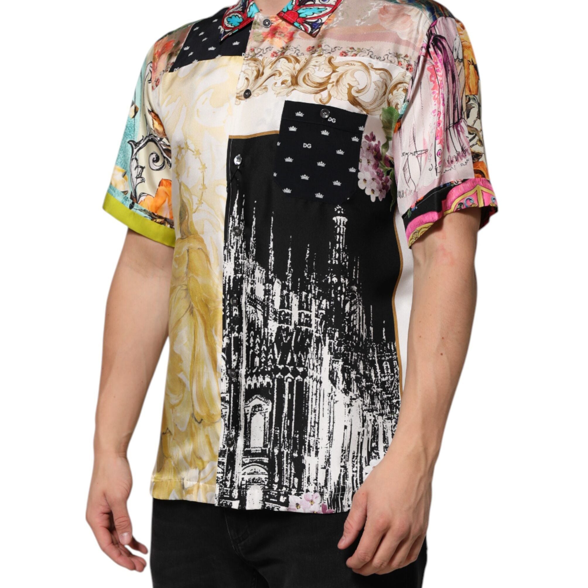 Dolce & Gabbana Multicolor Printed Button Down Casual Shirt