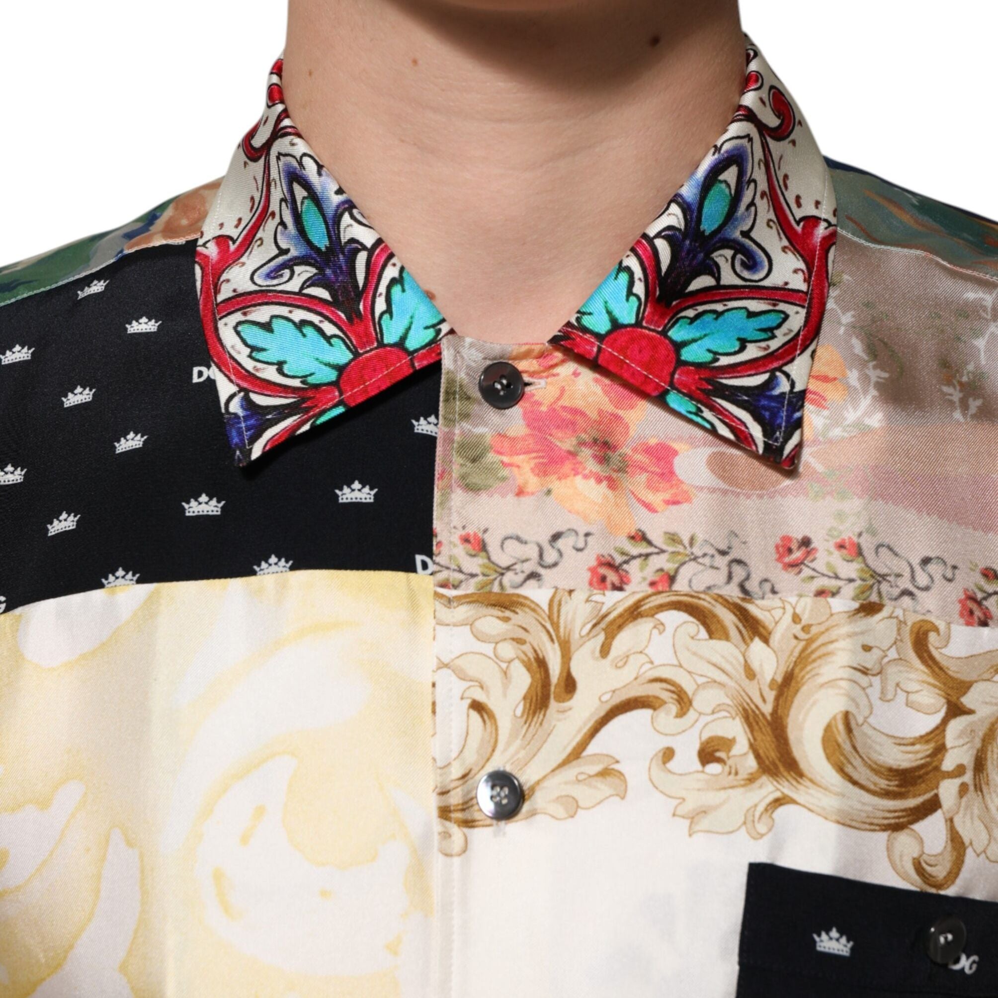 Dolce & Gabbana Multicolor Printed Button Down Casual Shirt