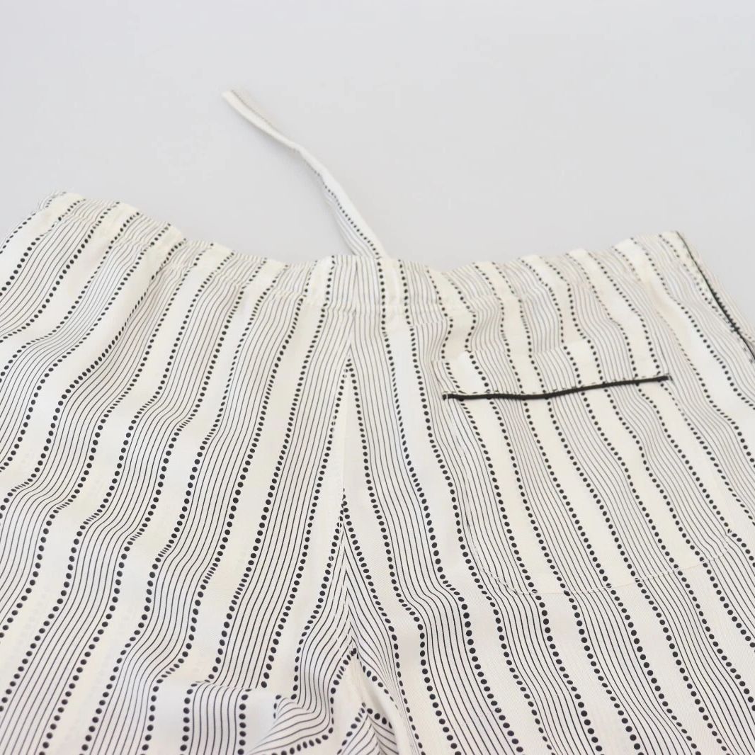 Dolce & Gabbana White Stripes Silk Lounge Trouser Pants
