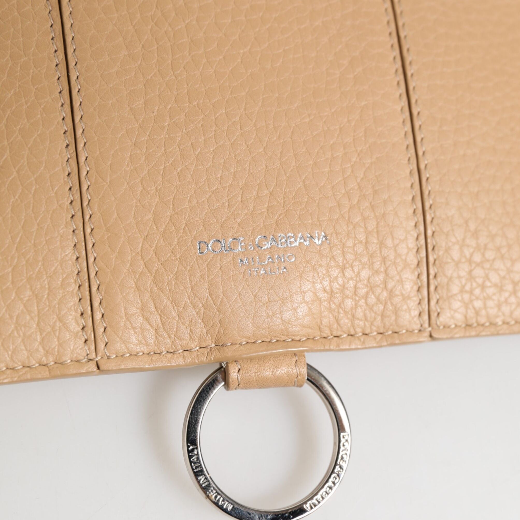 Dolce & Gabbana Beige Calfskin Leather Large Crossbody Card Holder Wallet