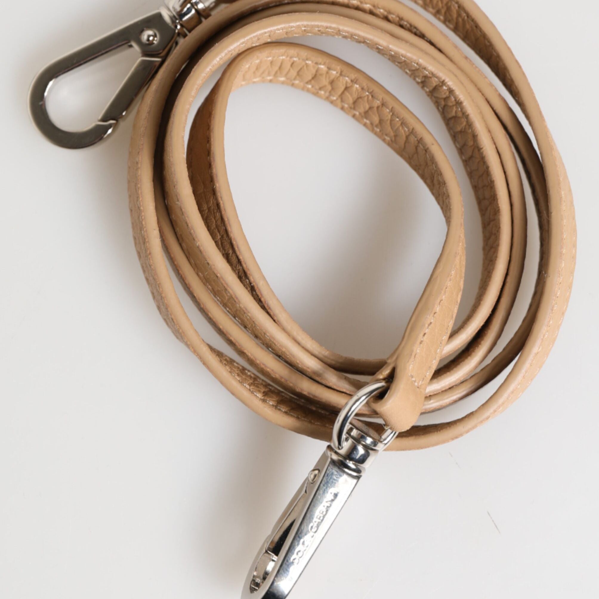 Dolce & Gabbana Beige Calfskin Leather Large Crossbody Card Holder Wallet