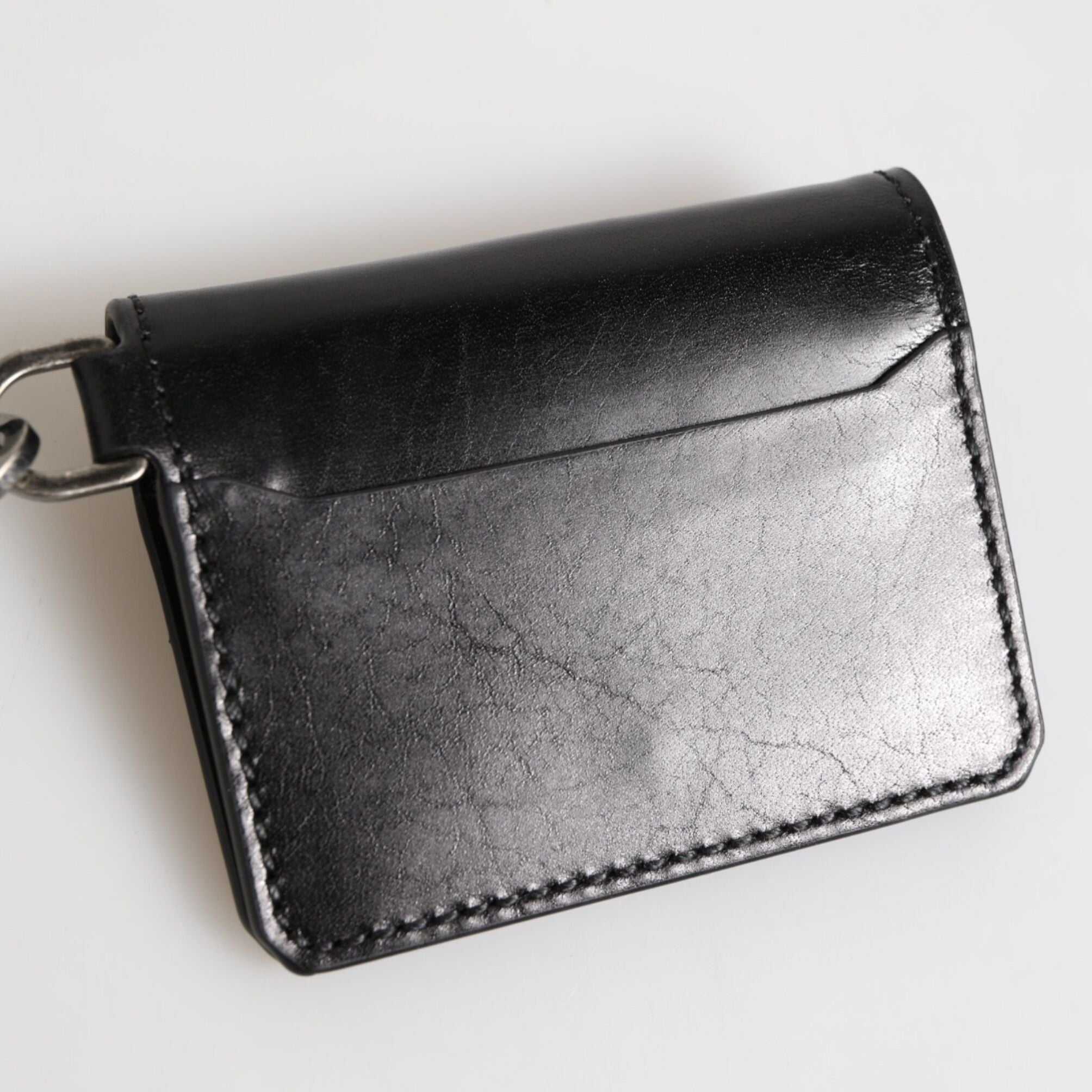 Dolce & Gabbana Wallet Black Leather Logo Embossed Key Chain Card Holder Wallet