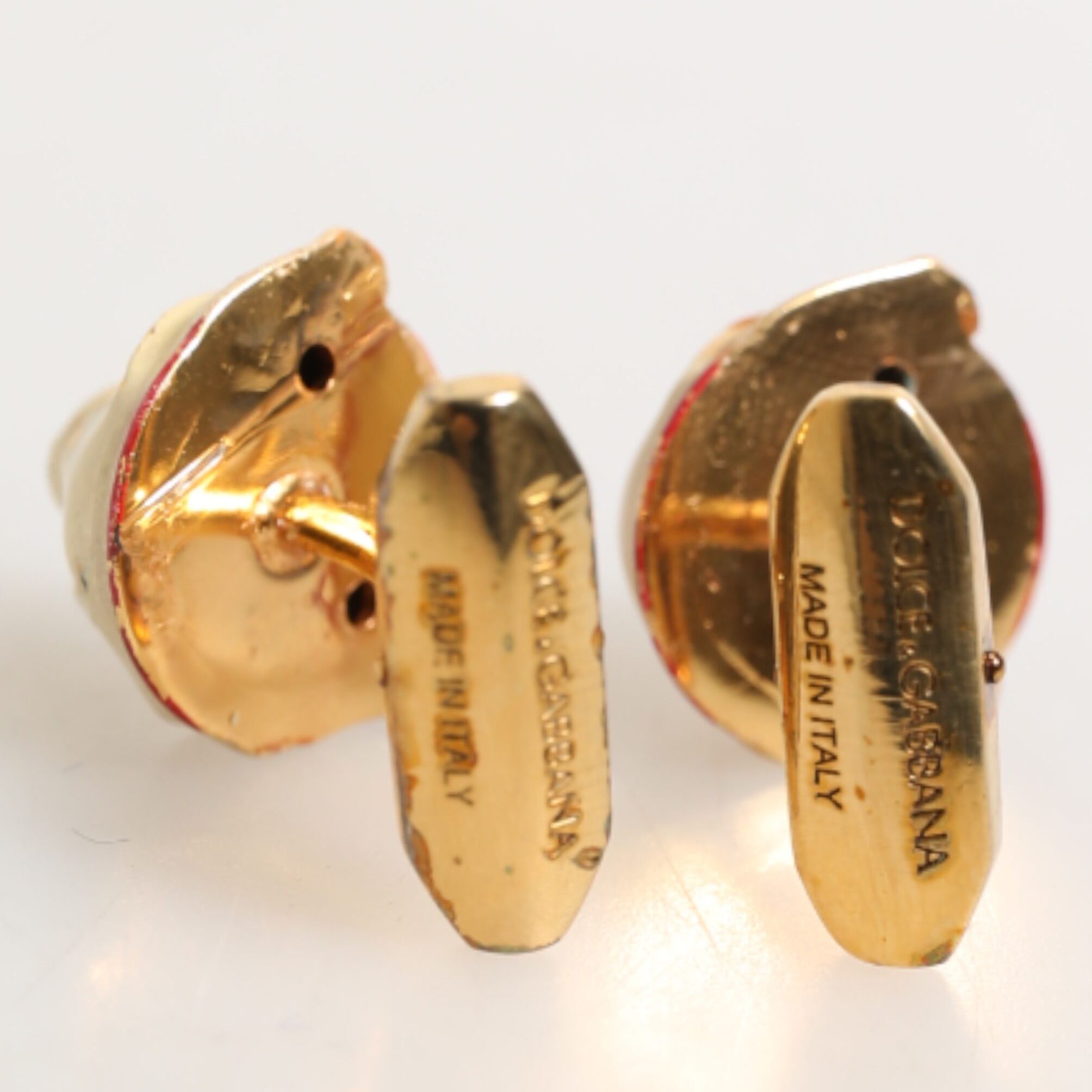 Dolce & Gabbana Brass Gold Tone Dog Puppy Men's Accessories Cufflink