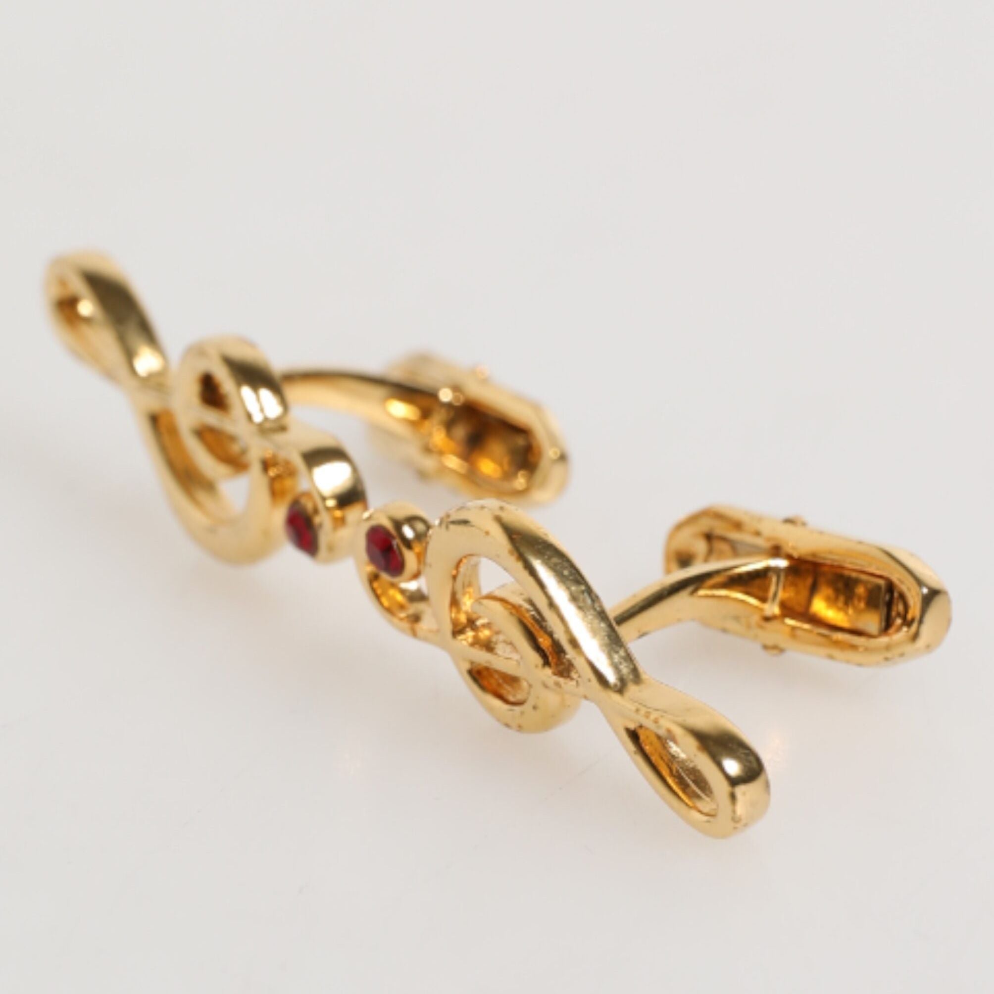 Dolce & Gabbana Gold Musical Note Metal Brass Pin Men Accessory Cufflinks