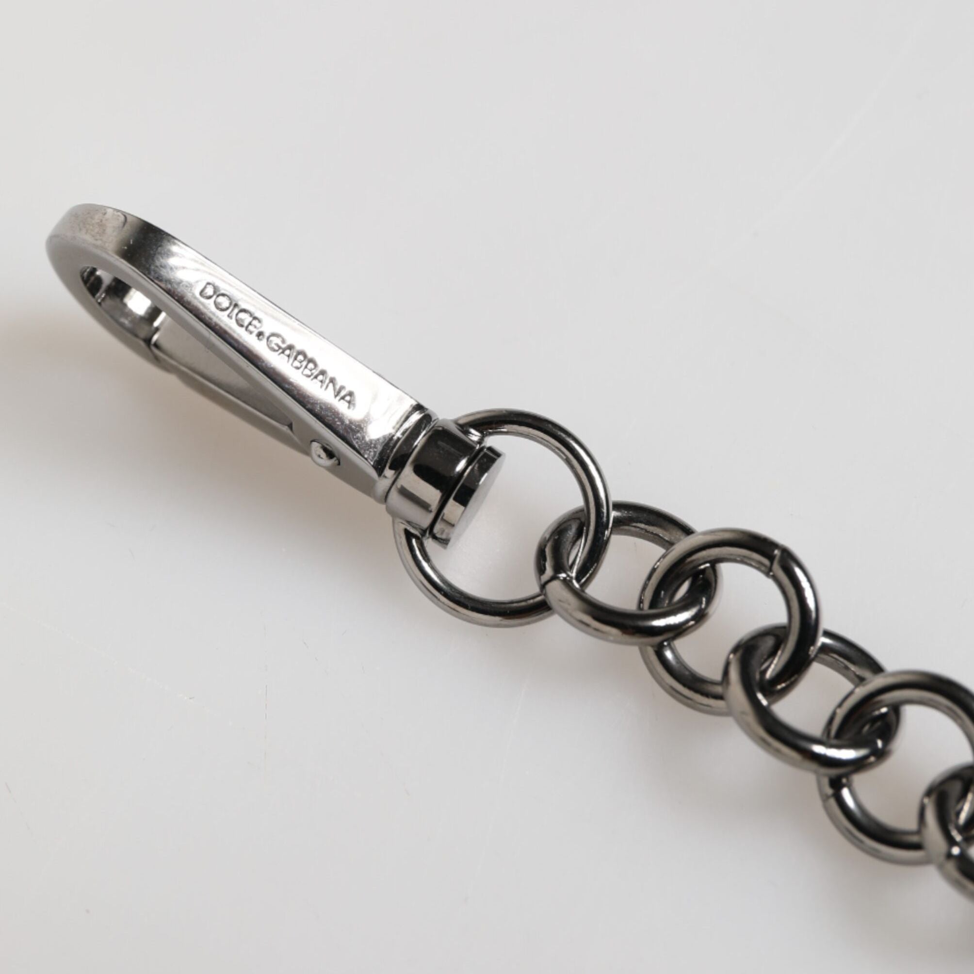 Dolce & Gabbana Blue Yellow DG Rubber Logo Silver Men Keychain Keyring